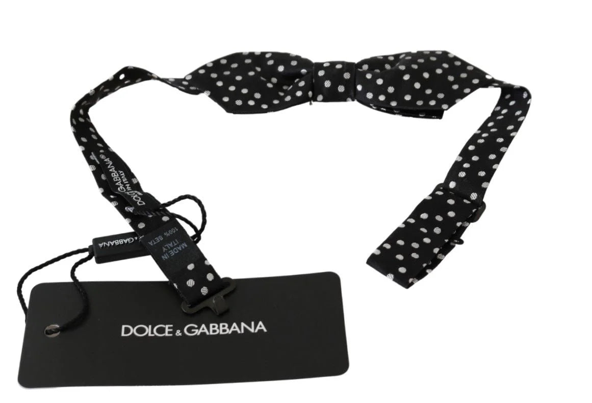 Dolce & Gabbana Black Polka Dots Mens Necktie Papillon 100% Silk Bow Tie - Neckties