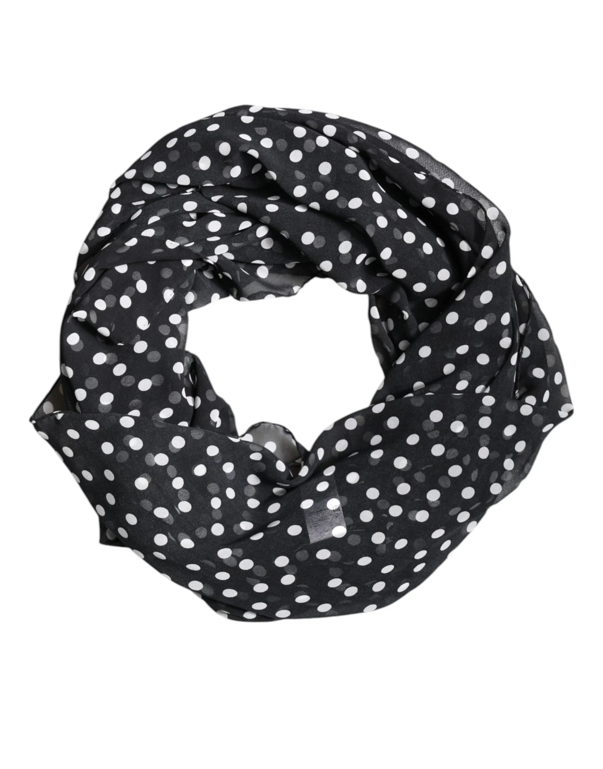 Dolce & Gabbana Black Polka Dots Polyester Wrap Shawl Scarf - Scarves & Shawls