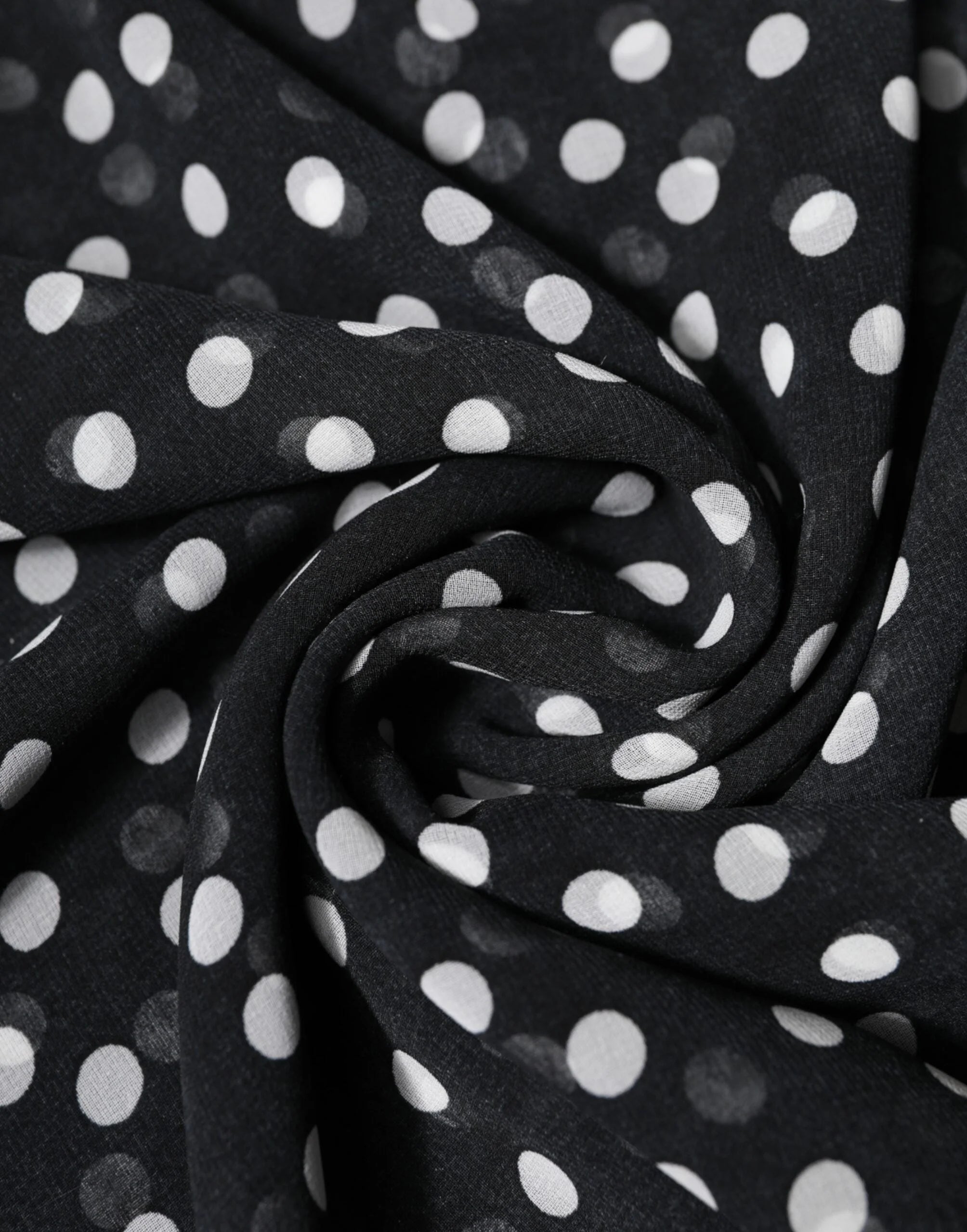 Dolce & Gabbana Black Polka Dots Polyester Wrap Shawl Scarf - Scarves & Shawls