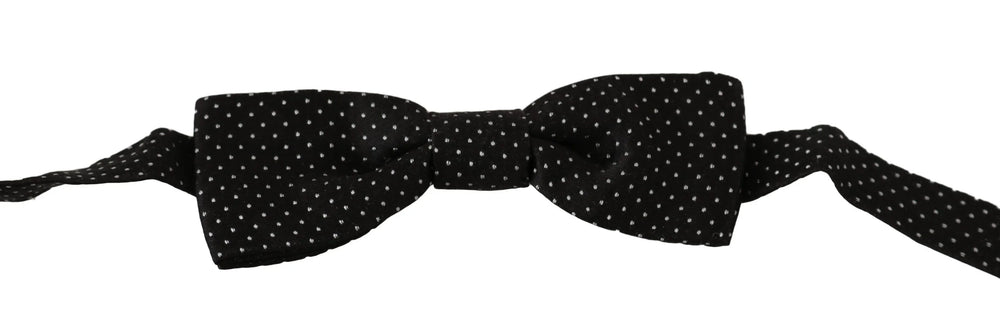 Dolce & Gabbana Black Polka Dots Silk Adjustable Neck Papillon Men Bow Tie - Neckties