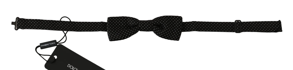 Dolce & Gabbana Black Polka Dots Silk Adjustable Neck Papillon Men Bow Tie - Neckties