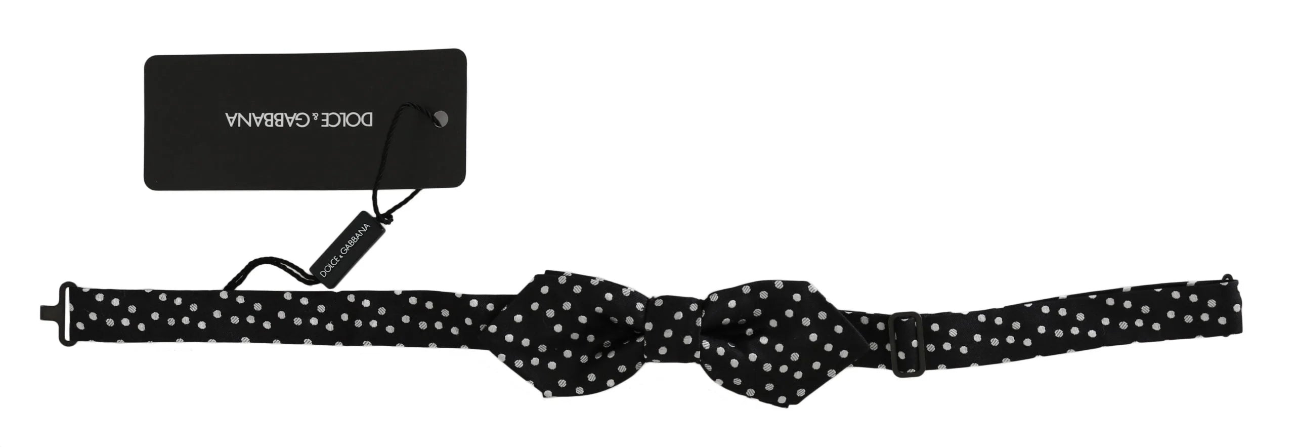Dolce & Gabbana Black Polka Dots Silk Adjustable Neck Papillon Men Bow Tie - Neckties