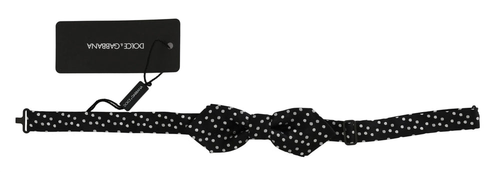 Dolce & Gabbana Black Polka Dots Silk Adjustable Neck Papillon Men Bow Tie - Neckties