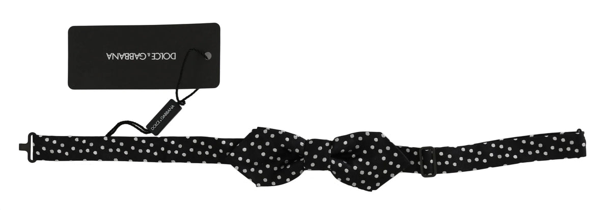 Dolce & Gabbana Black Polka Dots Silk Adjustable Neck Papillon Men Bow Tie - Neckties