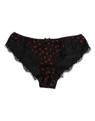 Dolce & Gabbana Black Polka Dotted Silk Low Waist Panty Underwear - Briefs