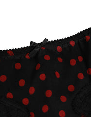Dolce & Gabbana Black Polka Dotted Silk Low Waist Panty Underwear - Briefs