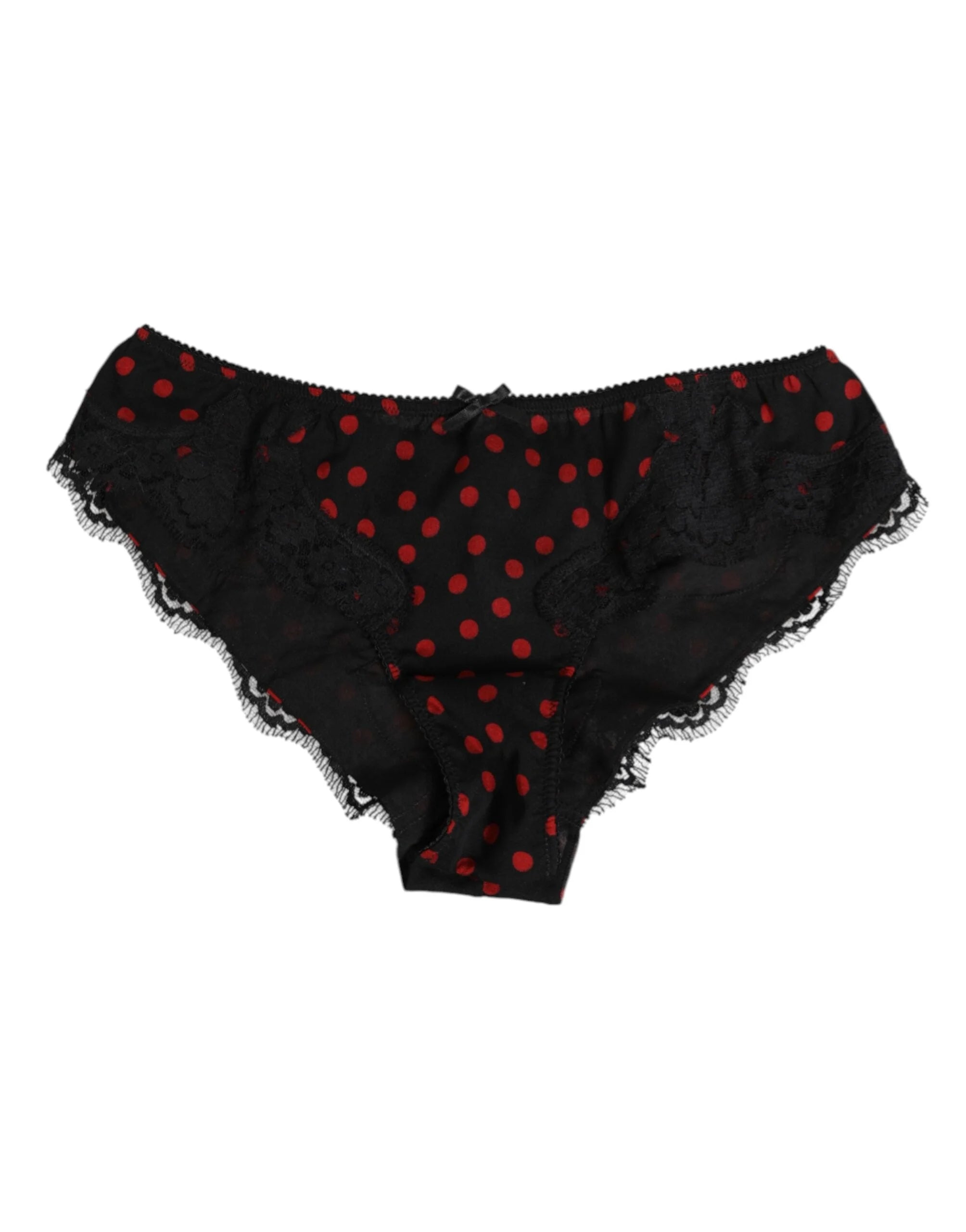 Dolce & Gabbana Black Polka Dotted Silk Low Waist Panty Underwear - Briefs