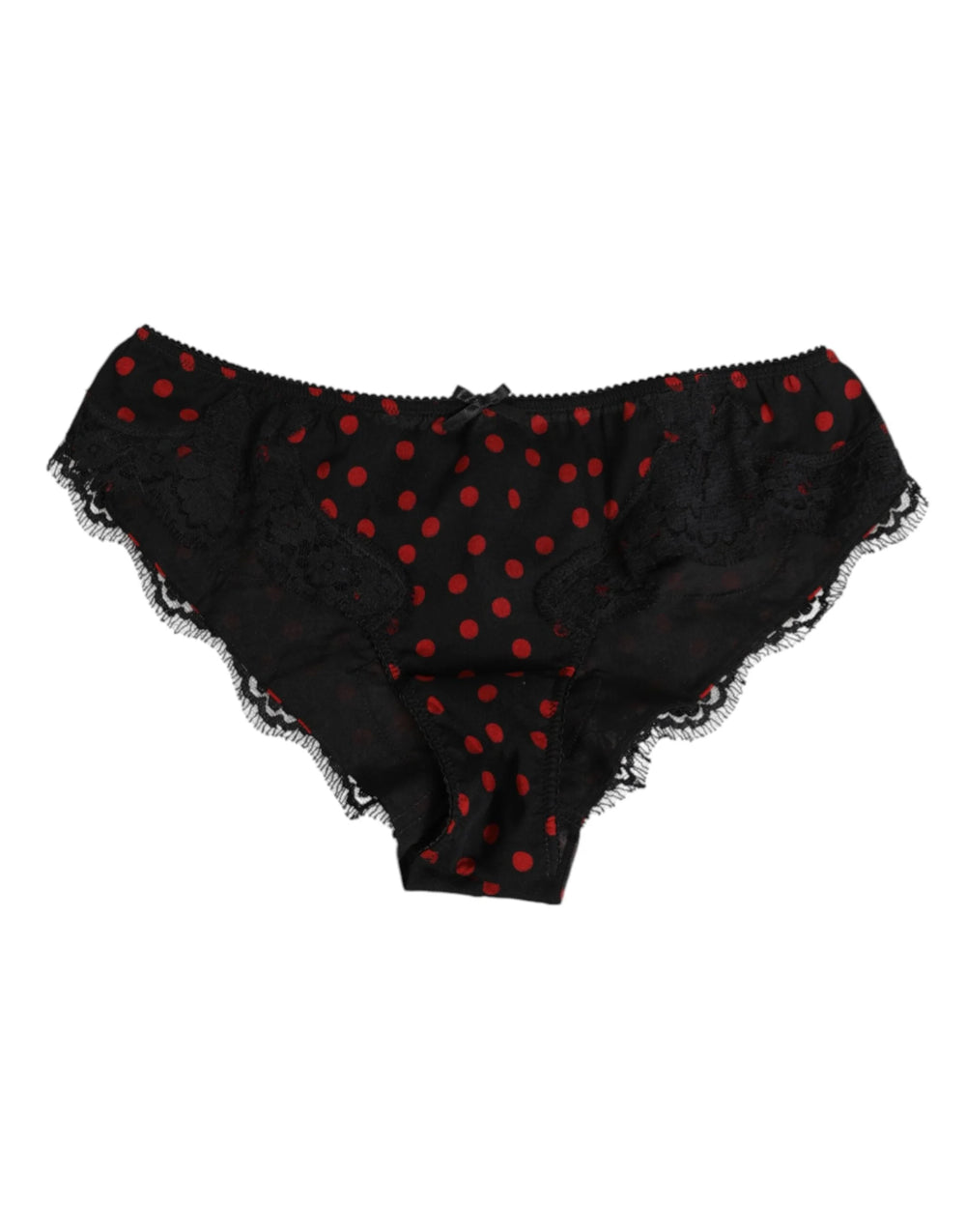 Dolce & Gabbana Black Polka Dotted Silk Low Waist Panty Underwear - Briefs