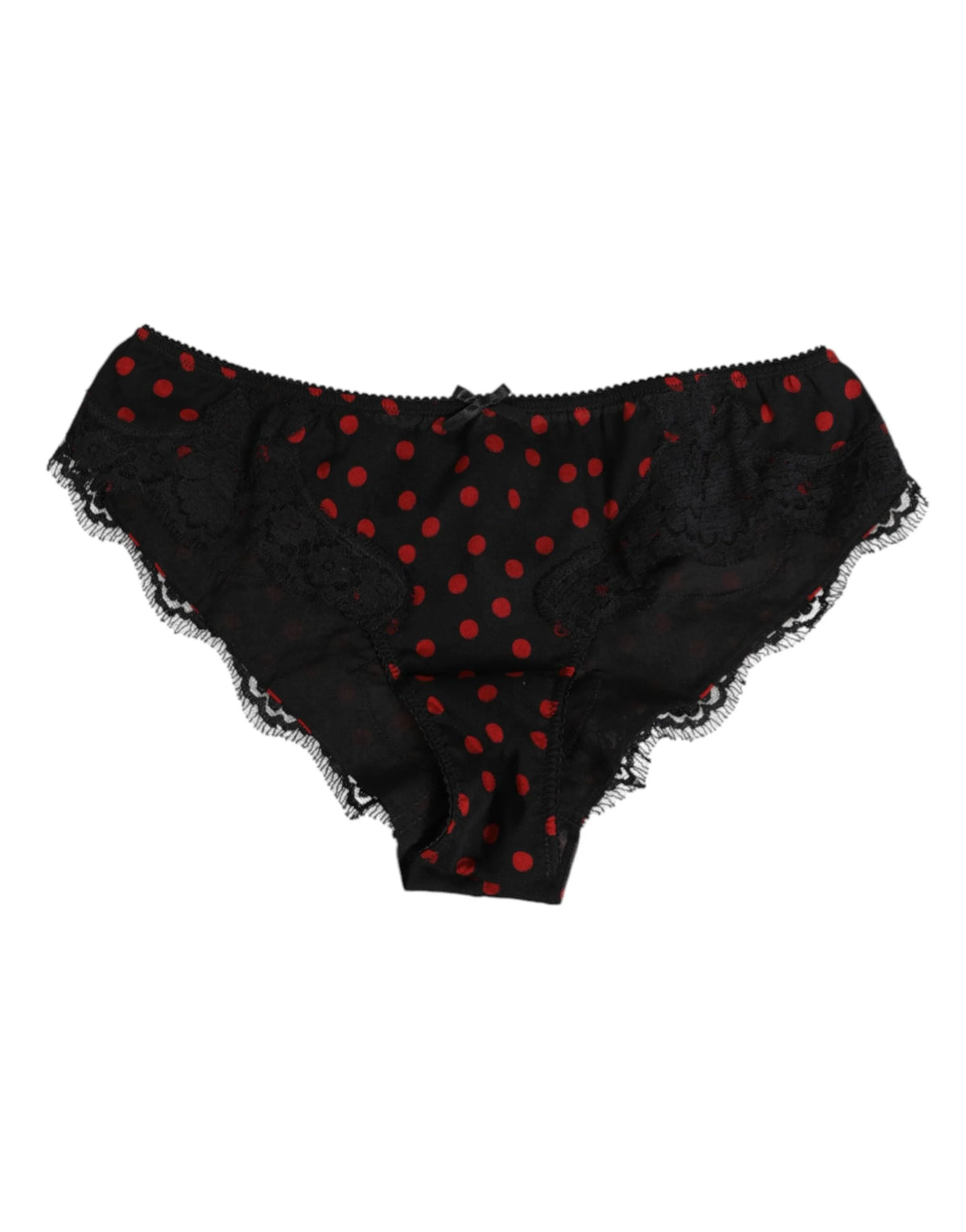 Dolce & Gabbana Black Polka Dotted Silk Low Waist Panty Underwear - Briefs