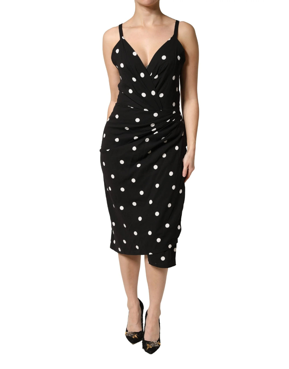 Dolce & Gabbana Black Polka Dotted Viscose Sheath Dress - IT44 | L