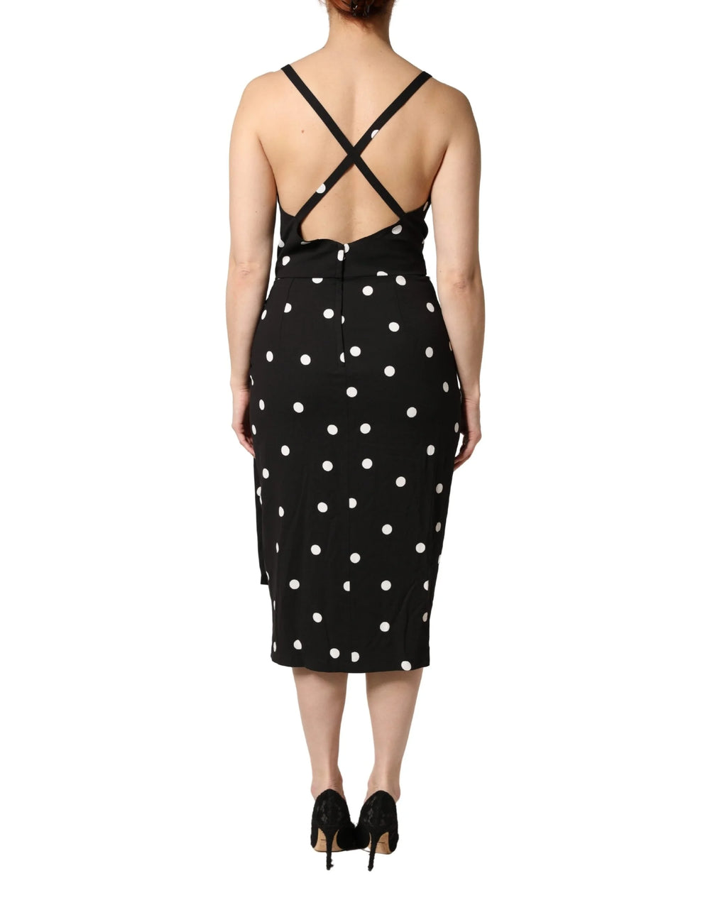 Dolce & Gabbana Black Polka Dotted Viscose Sheath Dress - IT44 | L