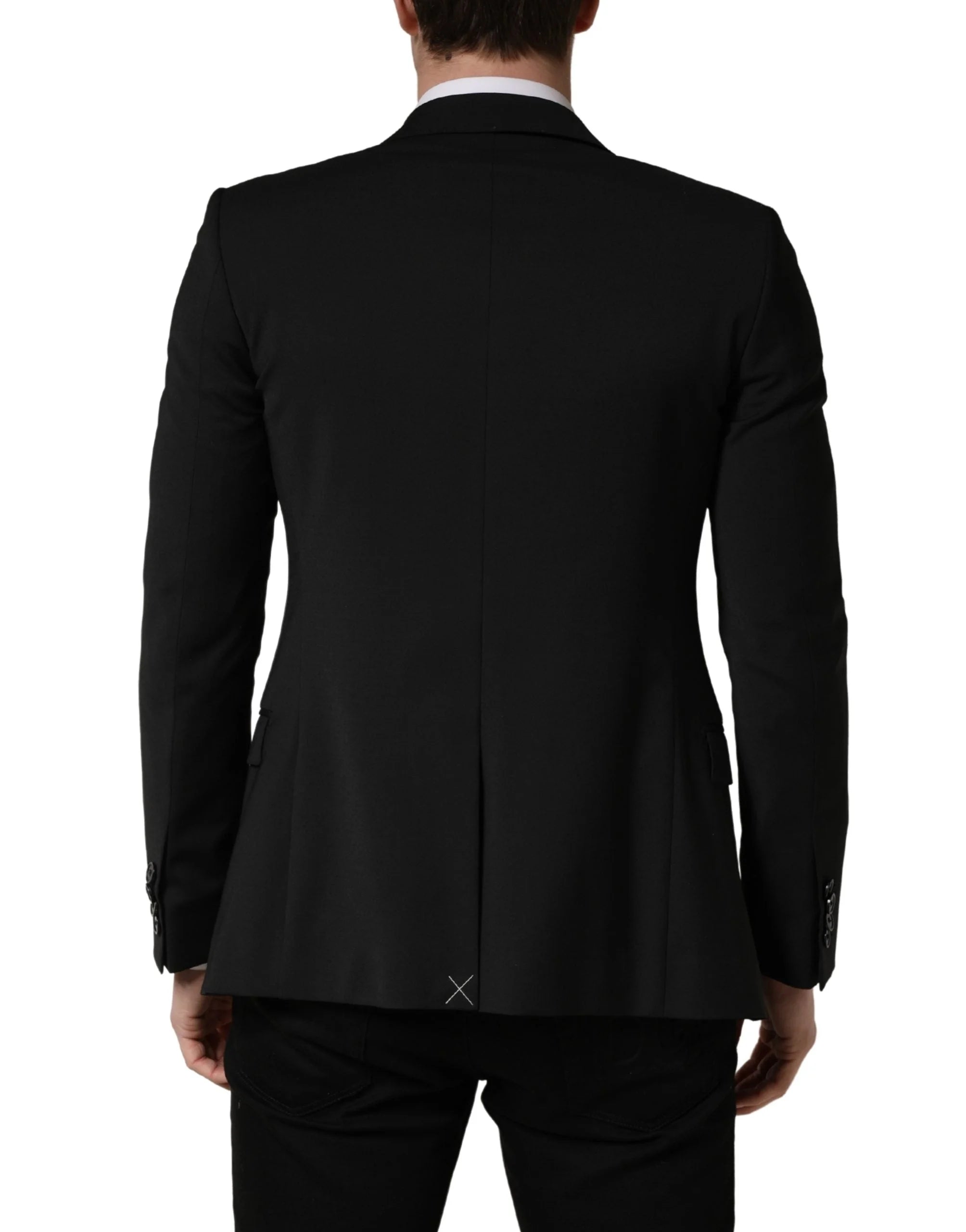 Dolce & Gabbana Black Polyester 2 Buttons Men Suit Jacket - IT44 | XS