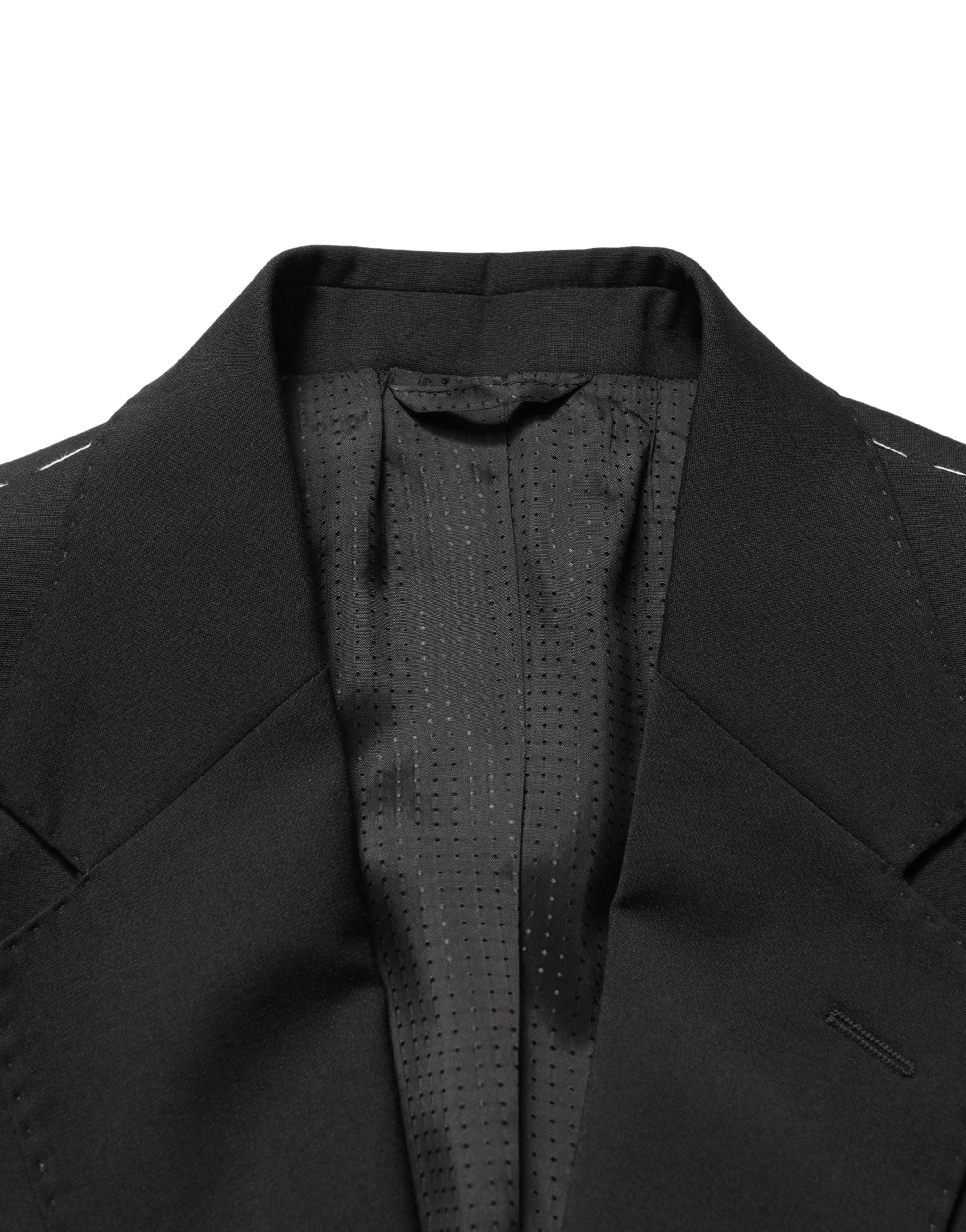 Dolce & Gabbana Black Polyester 2 Buttons Men Suit Jacket - IT44 | XS