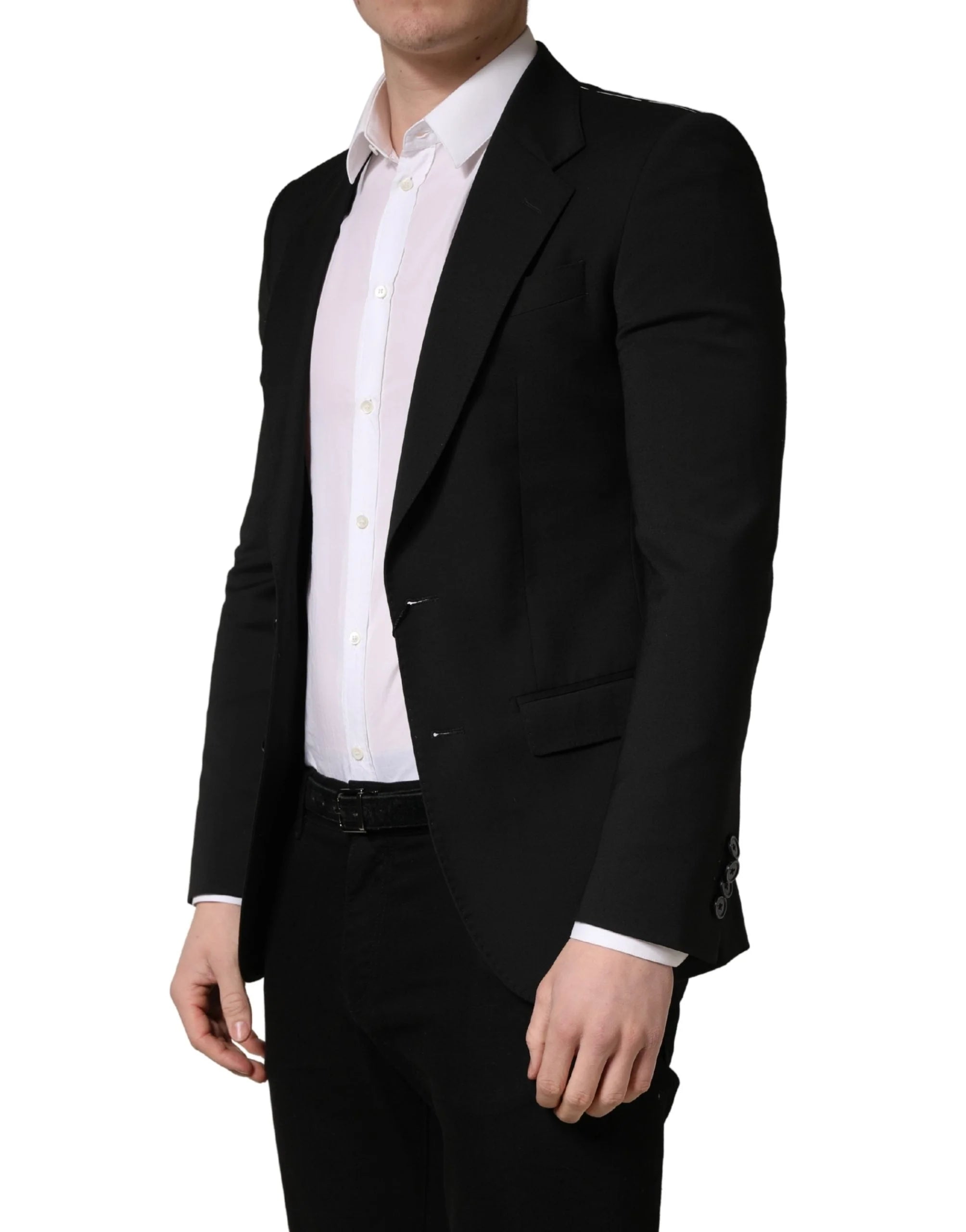 Dolce & Gabbana Black Polyester 2 Buttons Men Suit Jacket - IT44 | XS