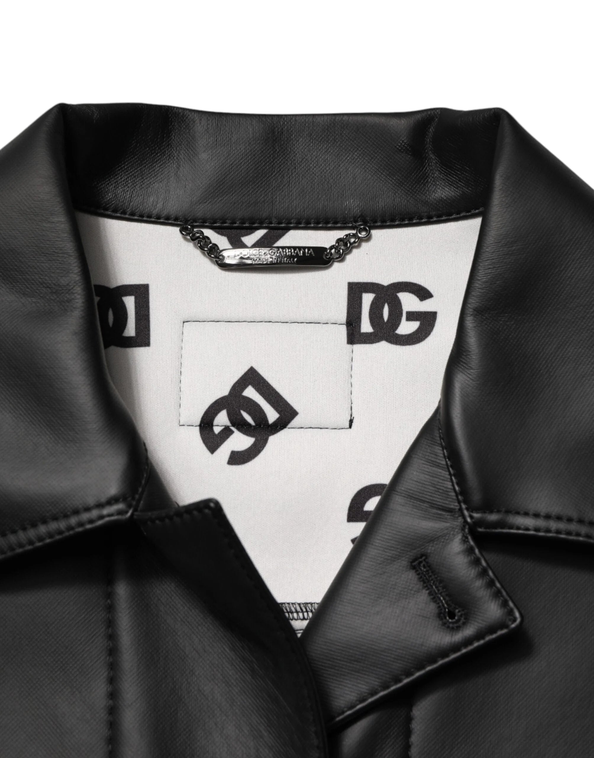 Dolce & Gabbana Black Polyester Button Down Biker Jacket - Trucker Jackets
