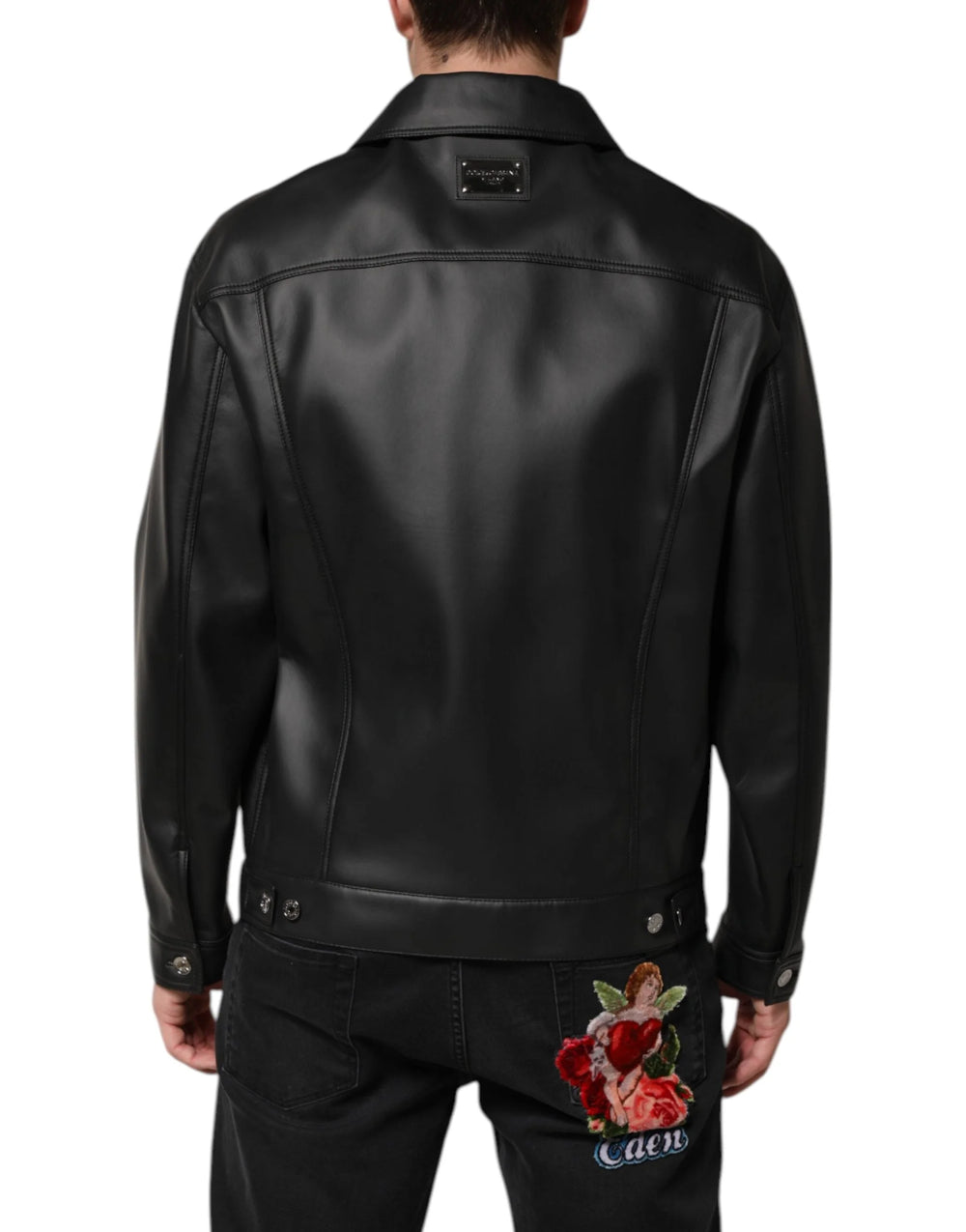 Dolce & Gabbana Black Polyester Button Down Biker Jacket - Trucker Jackets