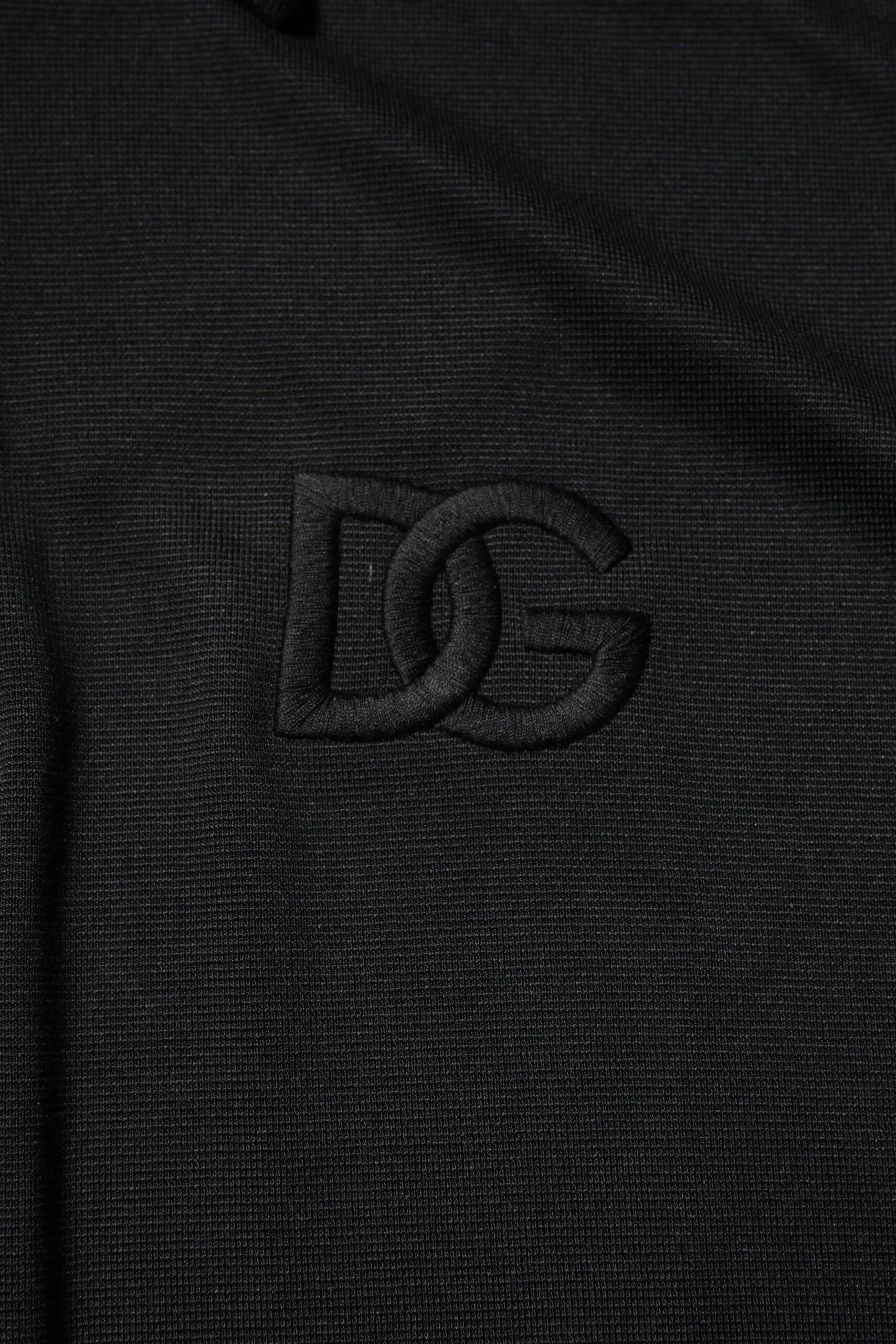 Dolce & Gabbana Black Polyester DG Logo Collared Polo T-shirt - IT44 | XS - Polos