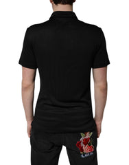 Dolce & Gabbana Black Polyester DG Logo Collared Polo T-shirt - IT44 | XS - Polos