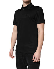Dolce & Gabbana Black Polyester DG Logo Collared Polo T-shirt - IT44 | XS - Polos