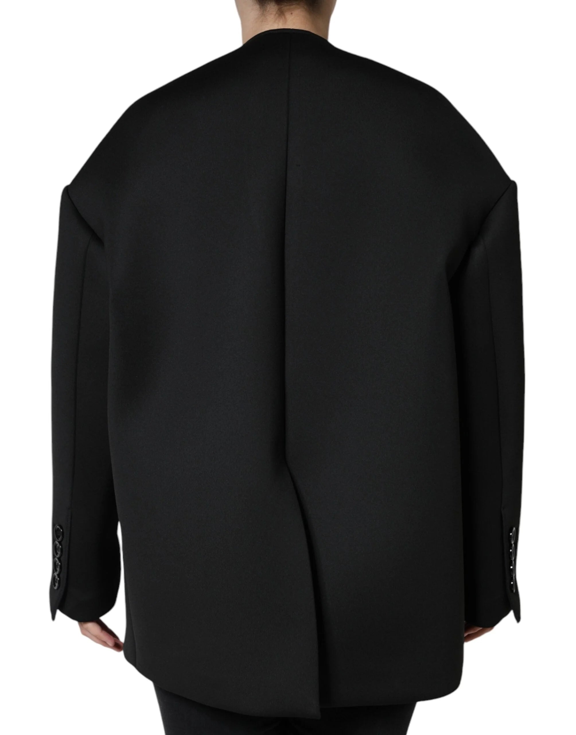 Dolce & Gabbana Black Polyester Double Breasted Coat Jacket - IT44 | L - Overcoats