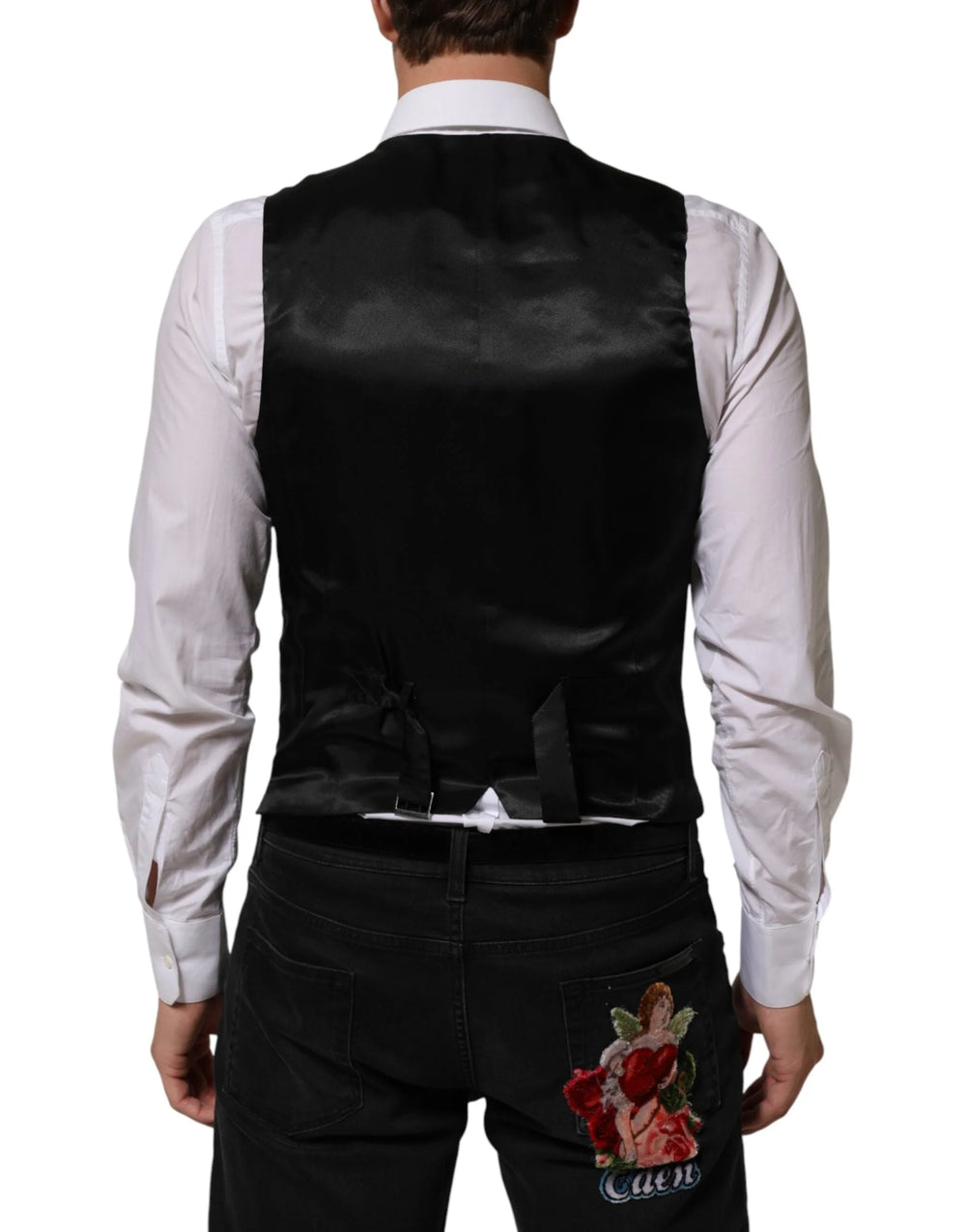 Dolce & Gabbana Black Polyester Dress Formal Waistcoat Vest - IT44 | XS