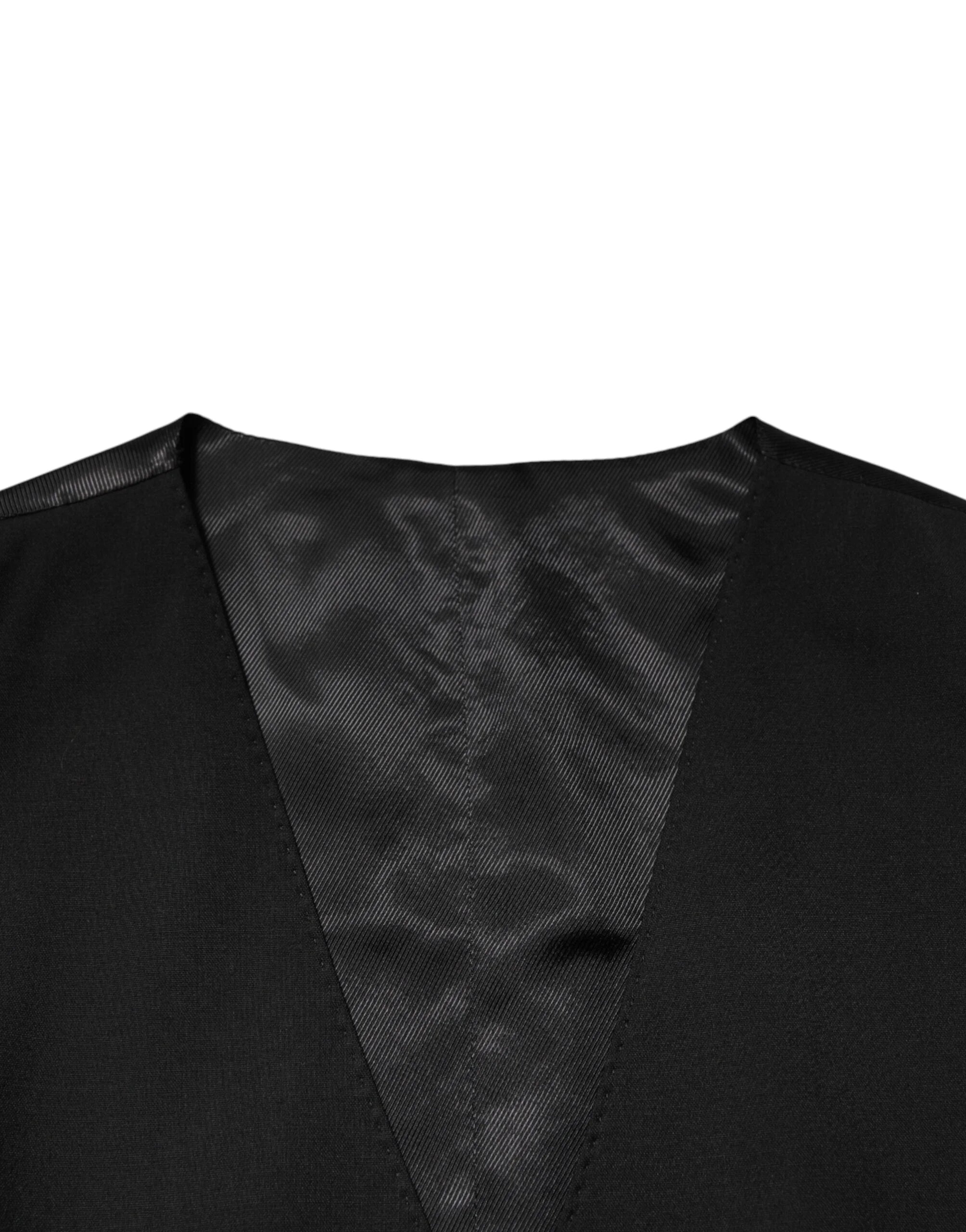 Dolce & Gabbana Black Polyester Dress Formal Waistcoat Vest - IT44 | XS