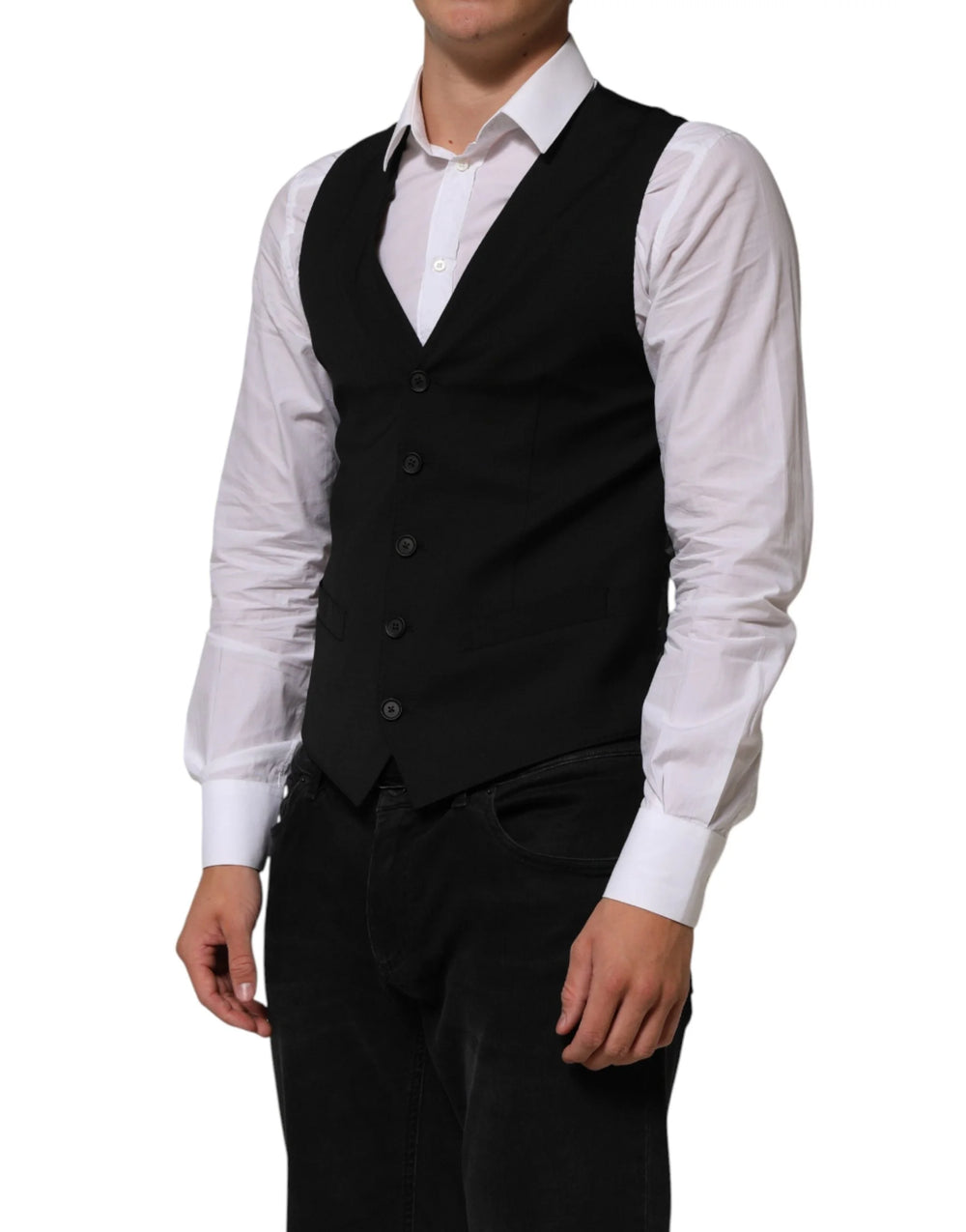 Dolce & Gabbana Black Polyester Dress Formal Waistcoat Vest - IT44 | XS