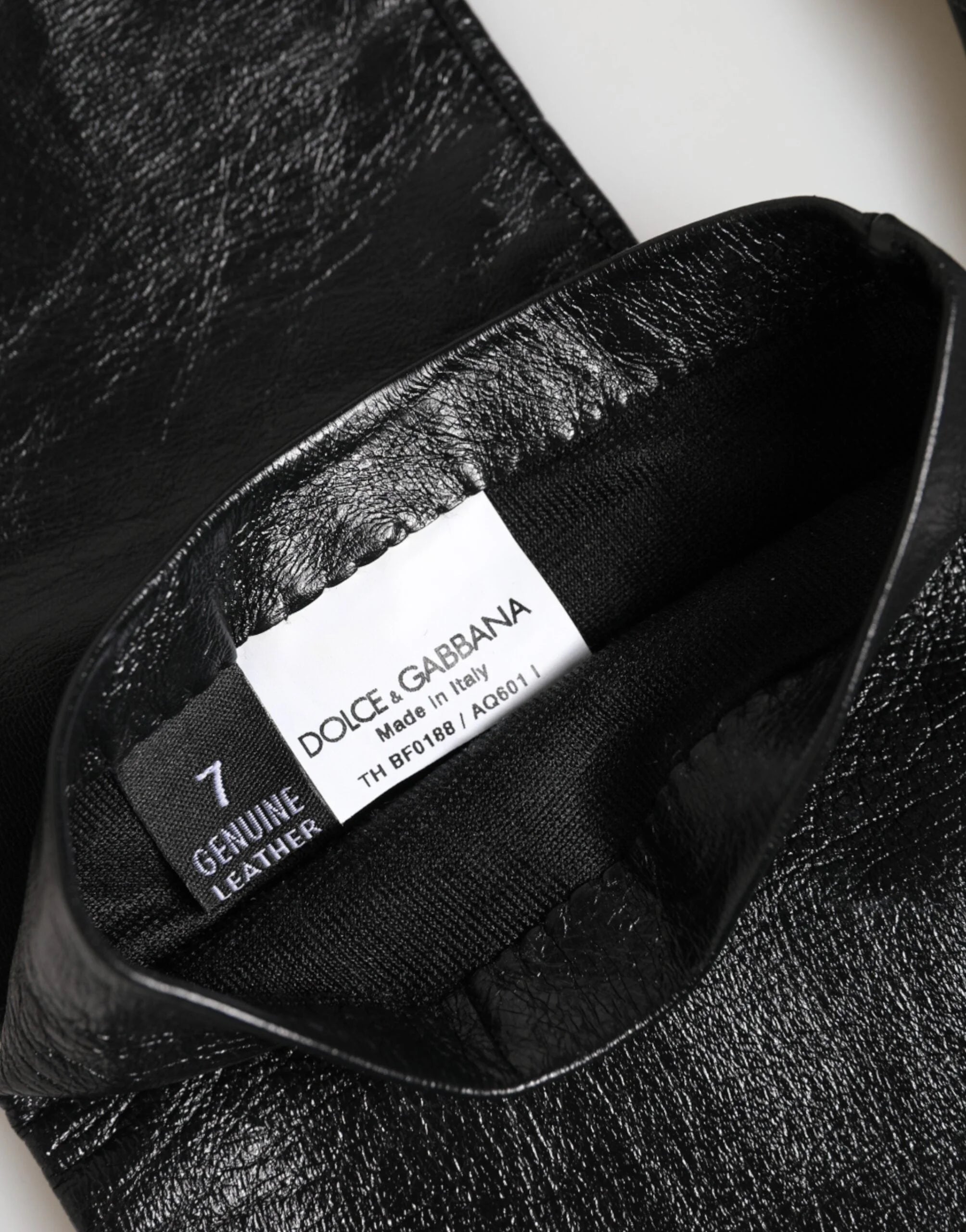 Dolce & Gabbana Black Polyester Elbow Length Mitten Gloves - 7|S - Gloves & Mittens