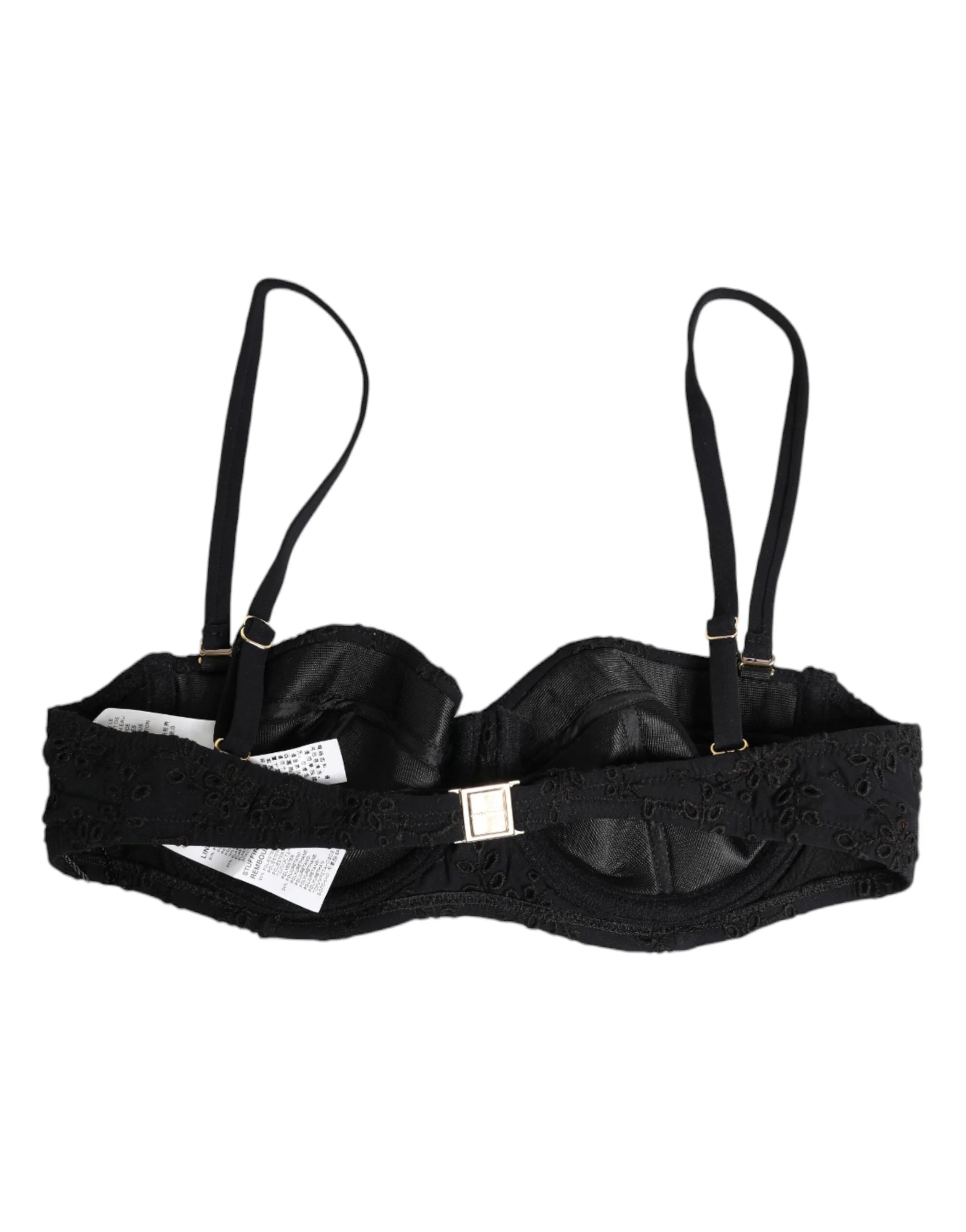 Dolce & Gabbana Black Polyester Embroidered Underwire Bra Underwear - IT2 | S - Bras