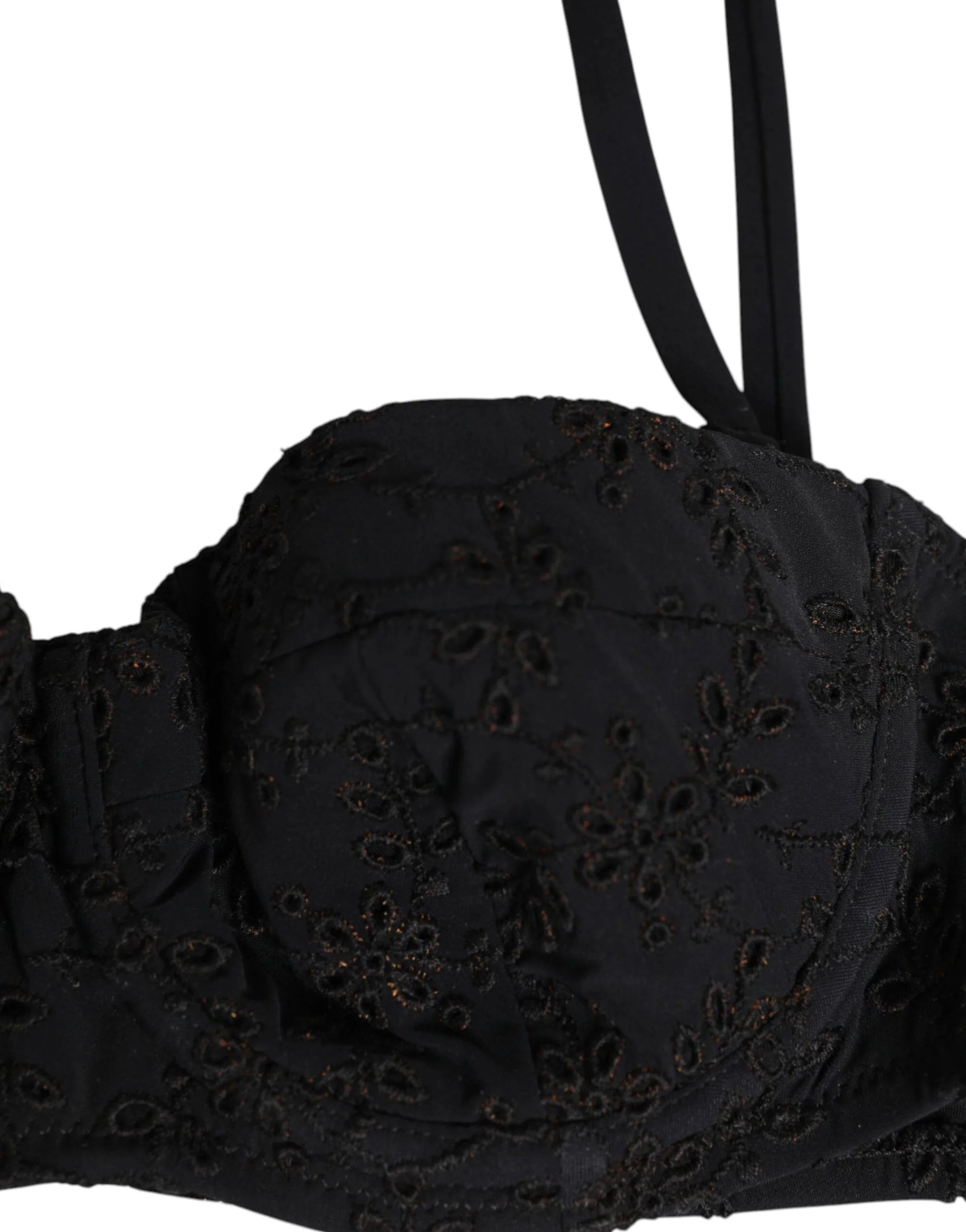 Dolce & Gabbana Black Polyester Embroidered Underwire Bra Underwear - IT2 | S - Bras