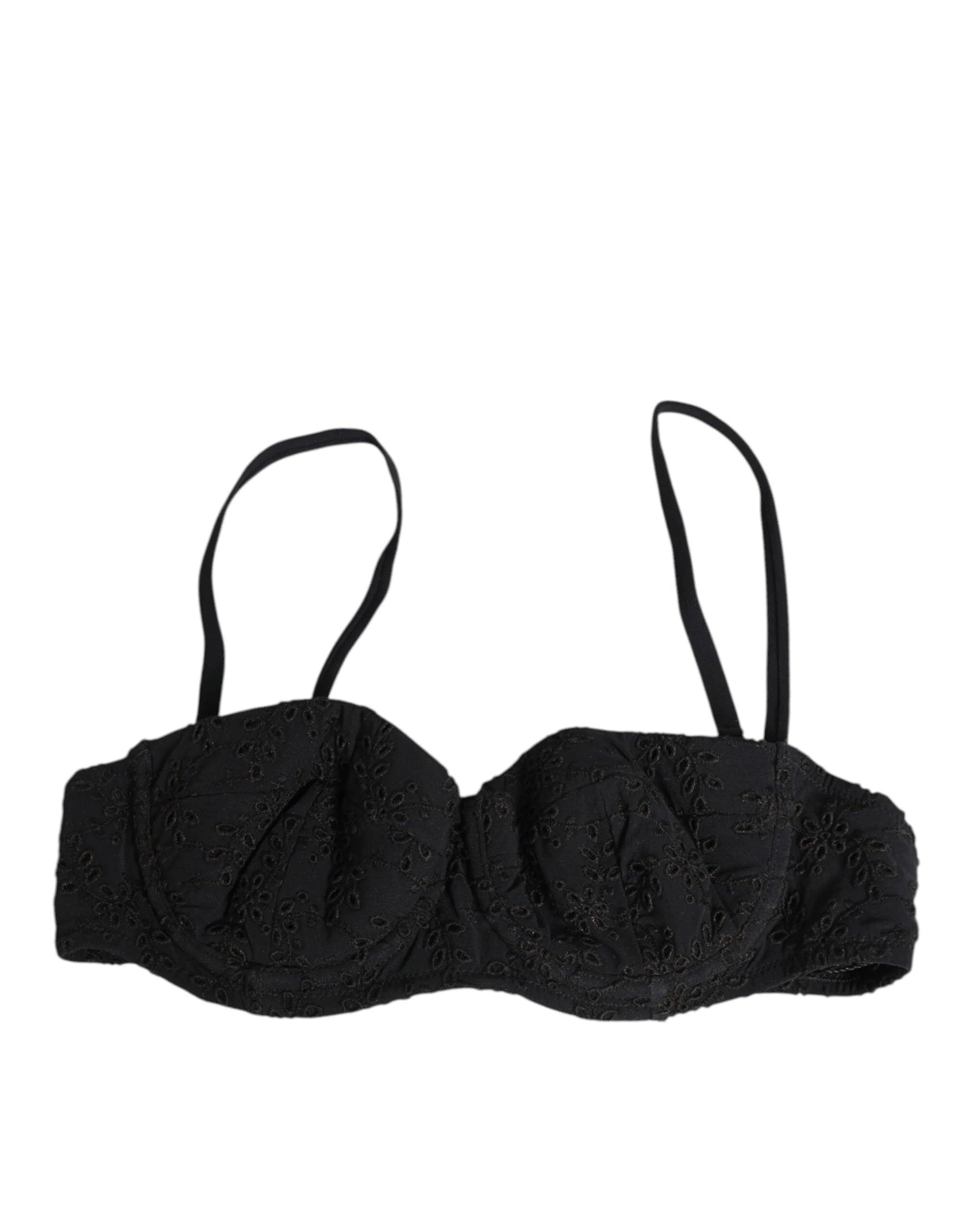 Dolce & Gabbana Black Polyester Embroidered Underwire Bra Underwear - IT2 | S - Bras