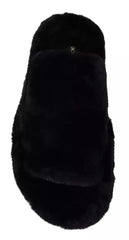 Dolce & Gabbana Black Polyester Faux Fur Mens Flats Sandals Shoes - EU44.5/US11.5 - Sandals