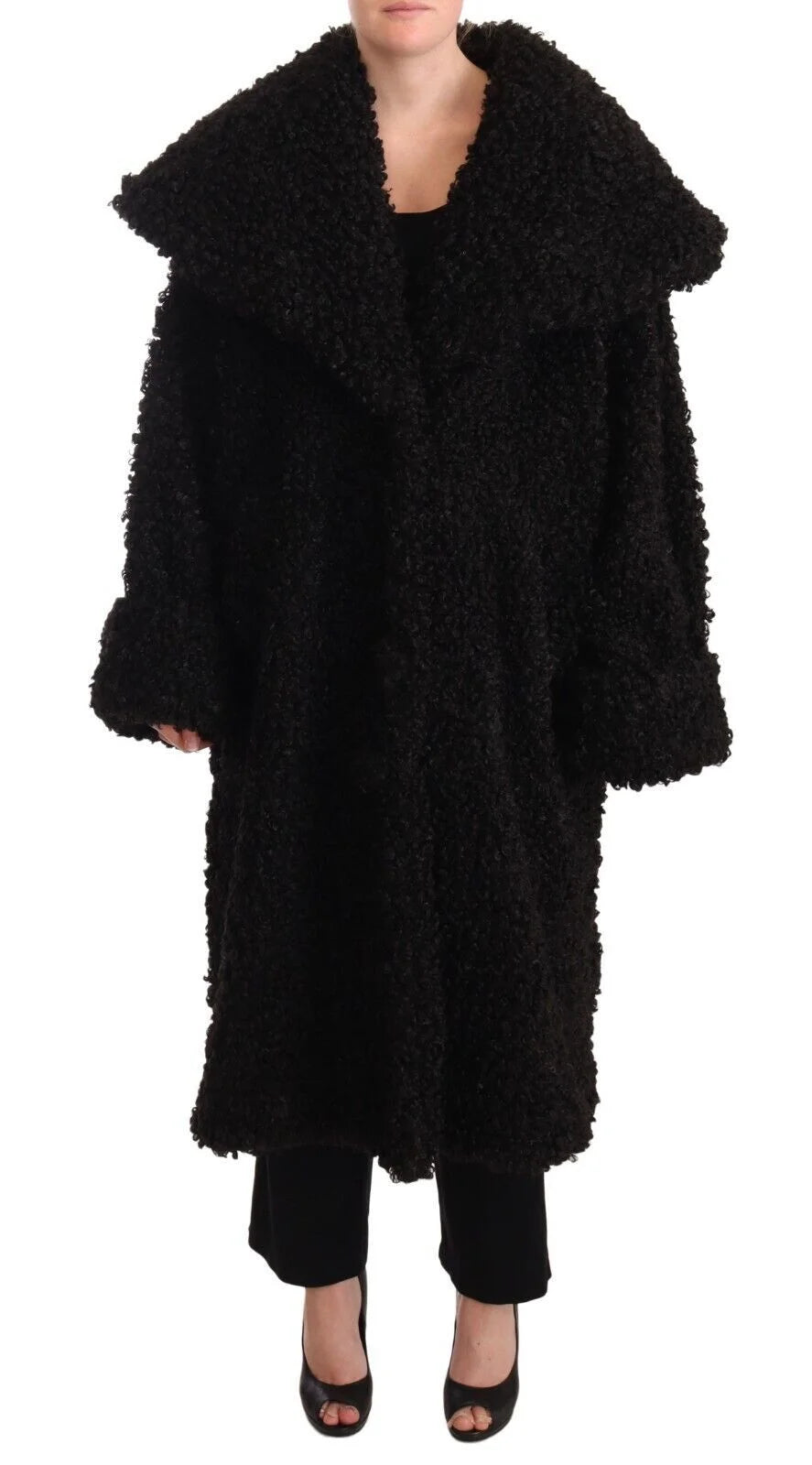 Dolce & Gabbana Black Polyester Fur Trench Coat Jacket - IT36 | S - Trench Coats