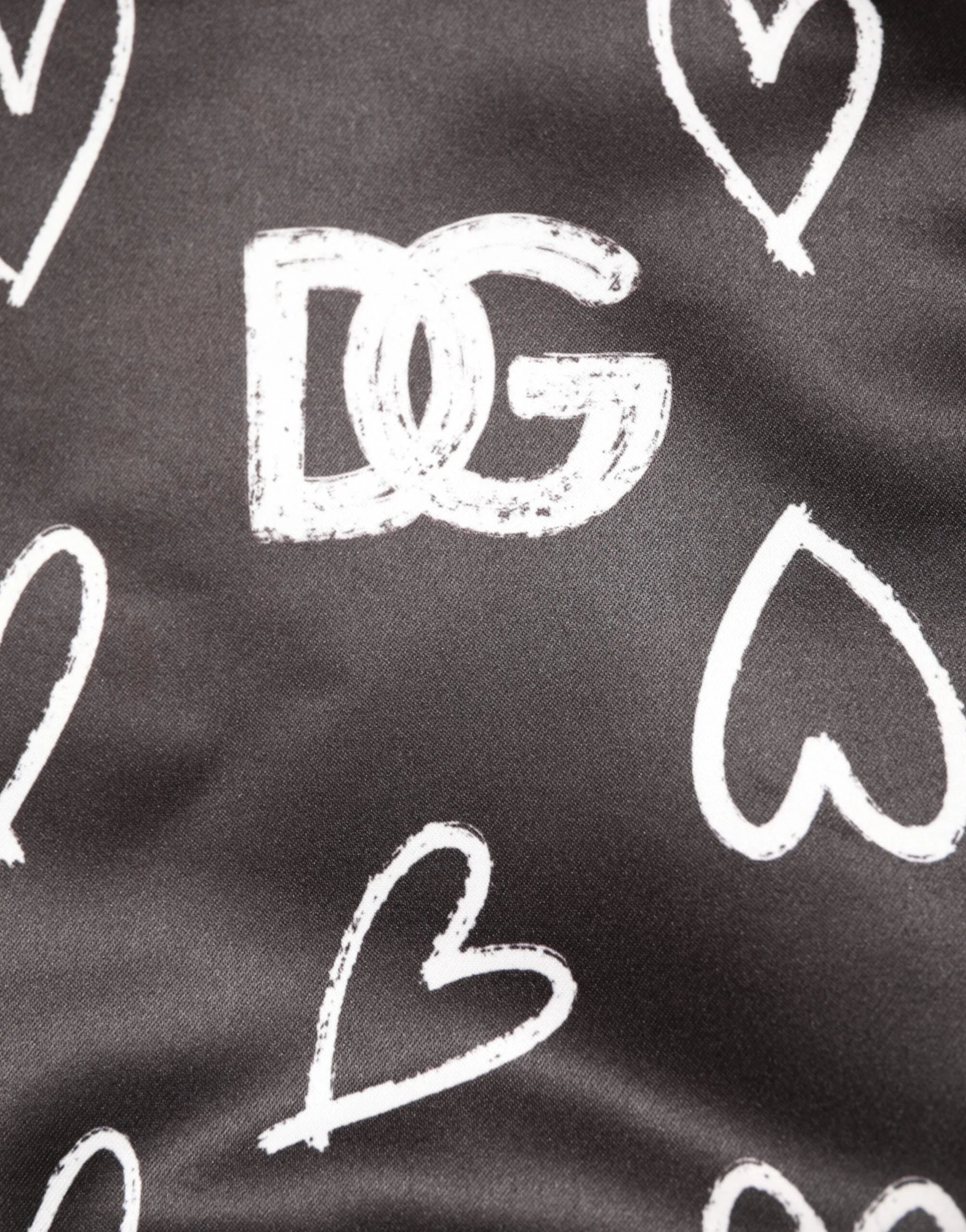 Dolce & Gabbana Black Polyester Heart Print Bomber Jacket - IT52 | XL - Bomber Jackets