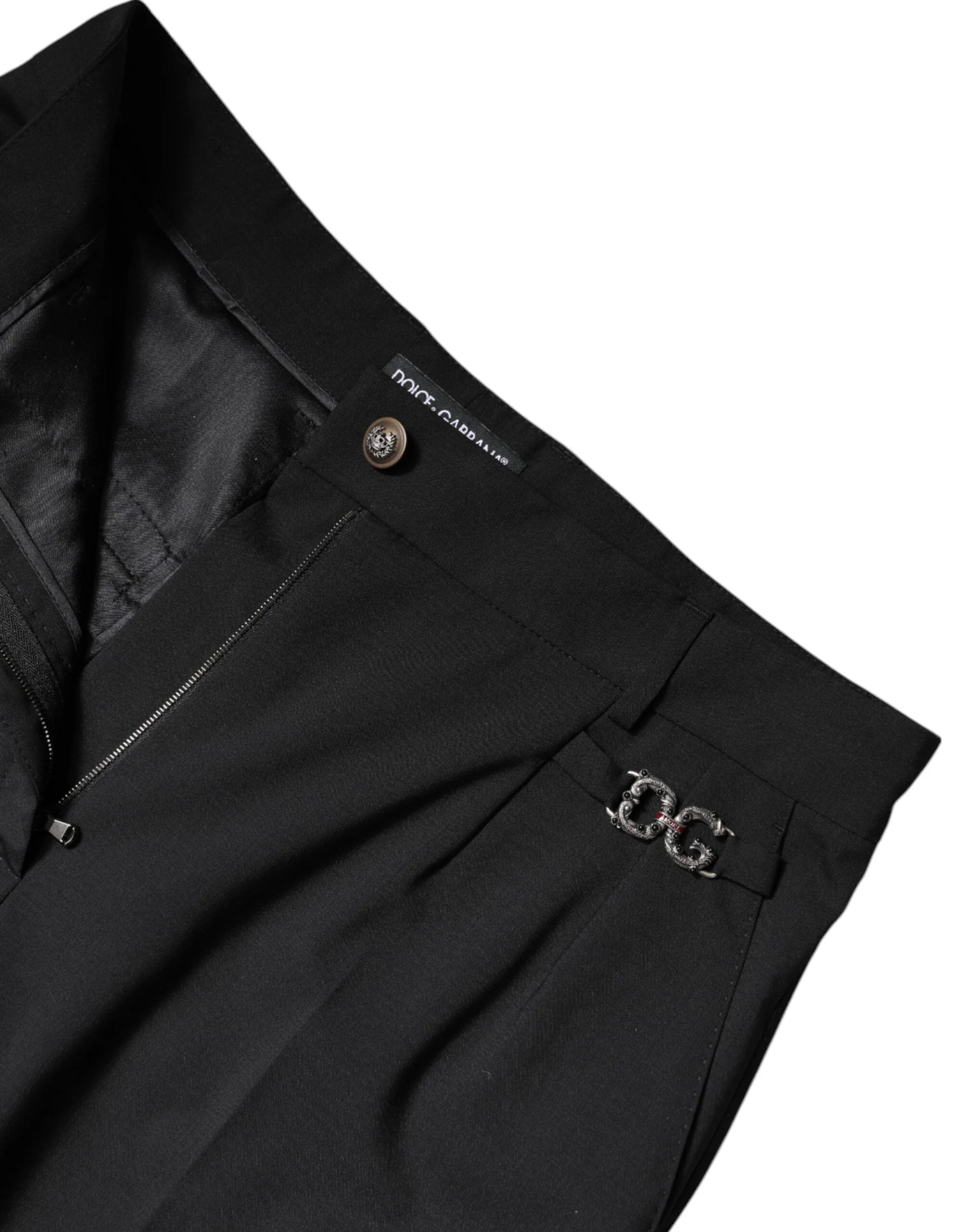 Dolce & Gabbana Black Polyester High Waist Dress Pants - IT44 | L - Trousers