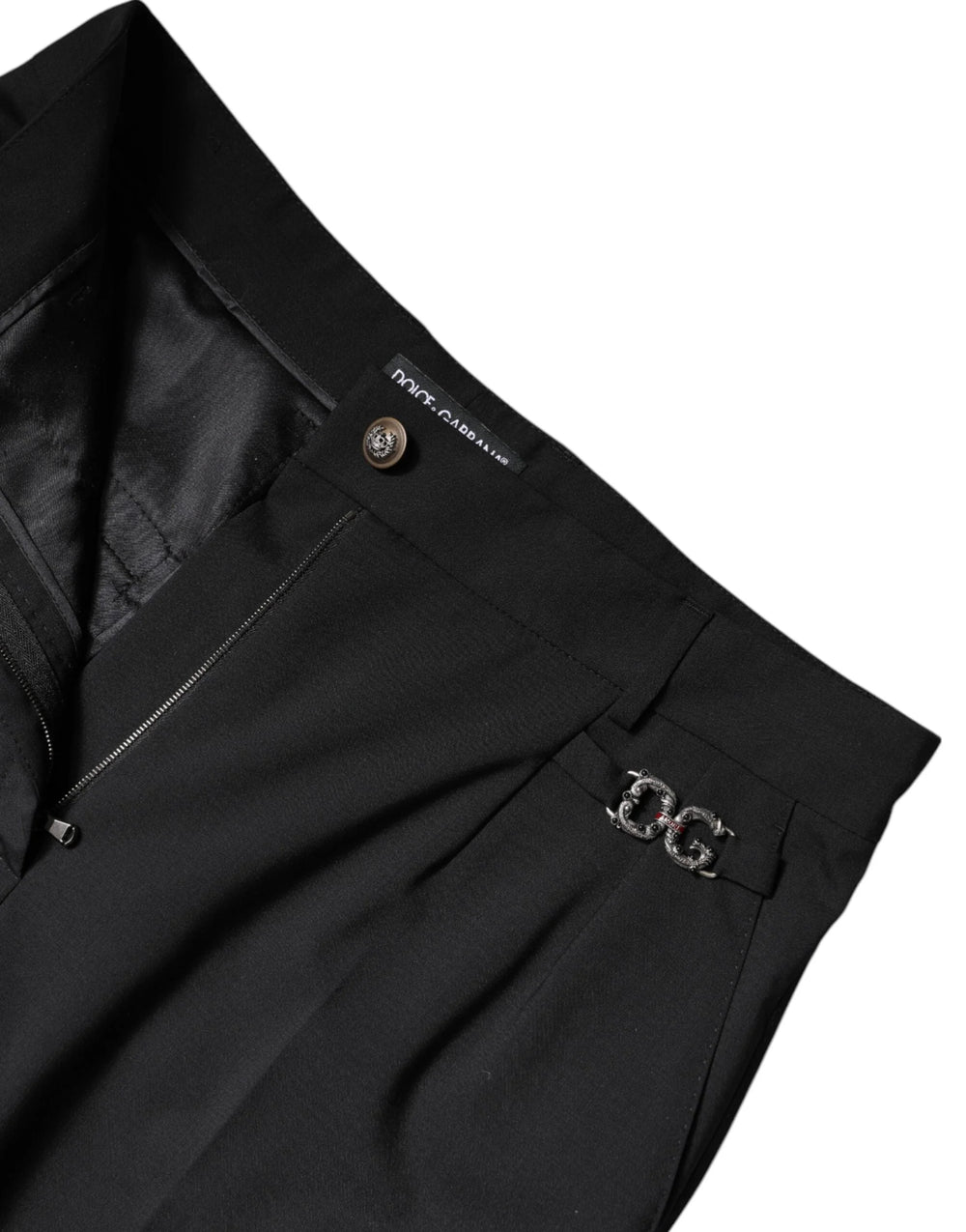 Dolce & Gabbana Black Polyester High Waist Dress Pants - IT44 | L - Trousers