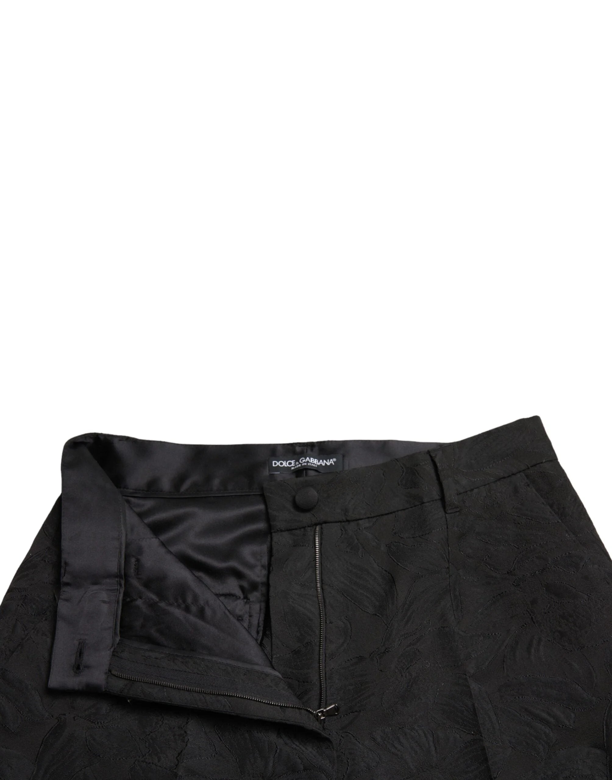 Dolce & Gabbana Black Polyester High Waist Tapered Pants - IT42|M