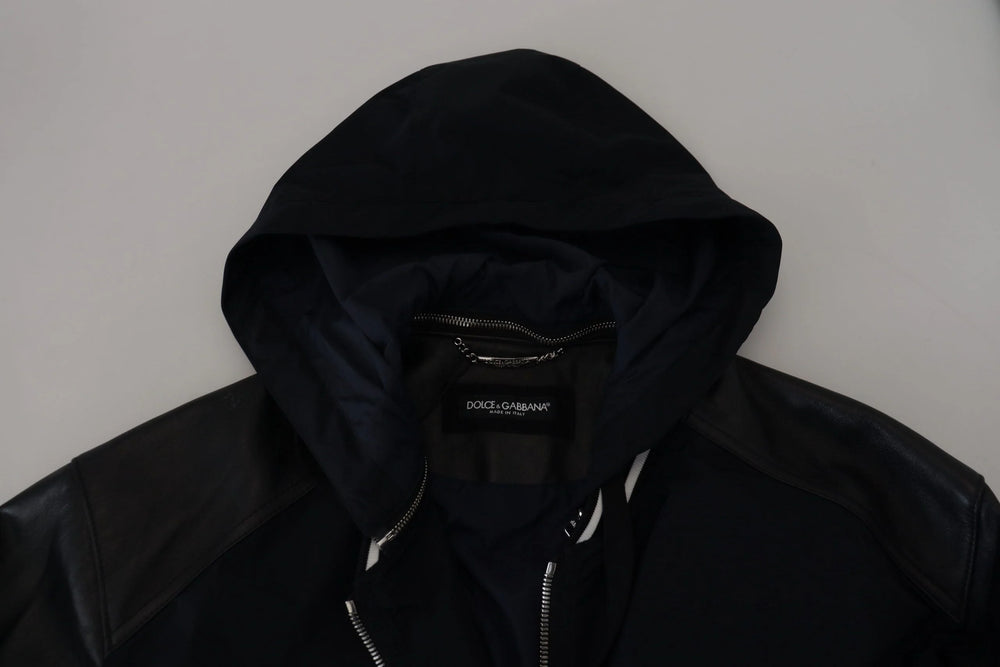 Dolce & Gabbana Black Polyester Hooded Blouson Coat Jacket - IT50 | L