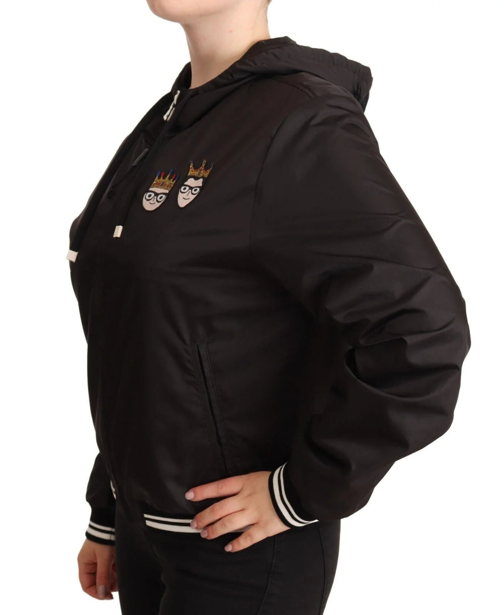 Dolce & Gabbana Black Polyester Hooded Bomber Full Zip Jacket - Bomber Jackets