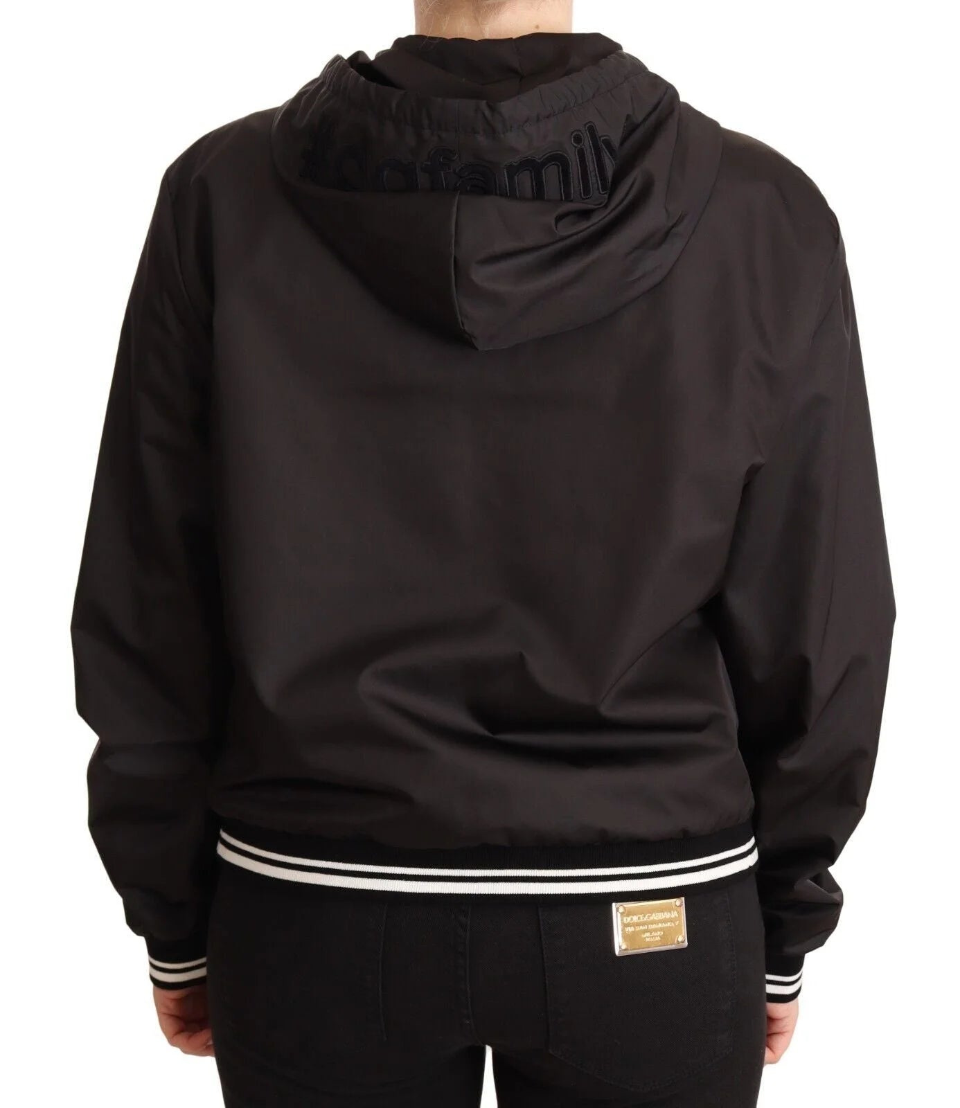 Dolce & Gabbana Black Polyester Hooded Bomber Full Zip Jacket - Bomber Jackets