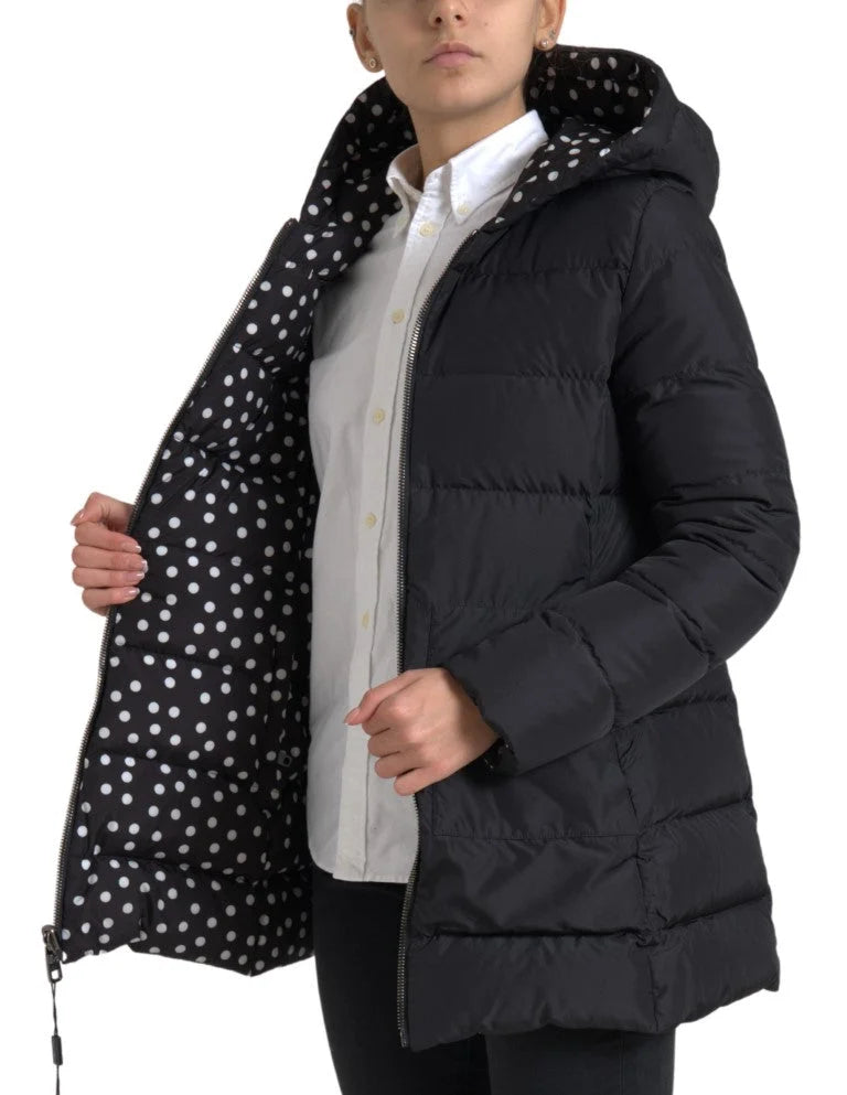 Dolce & Gabbana Black Polyester Hooded Reversible Jacket - Parkas