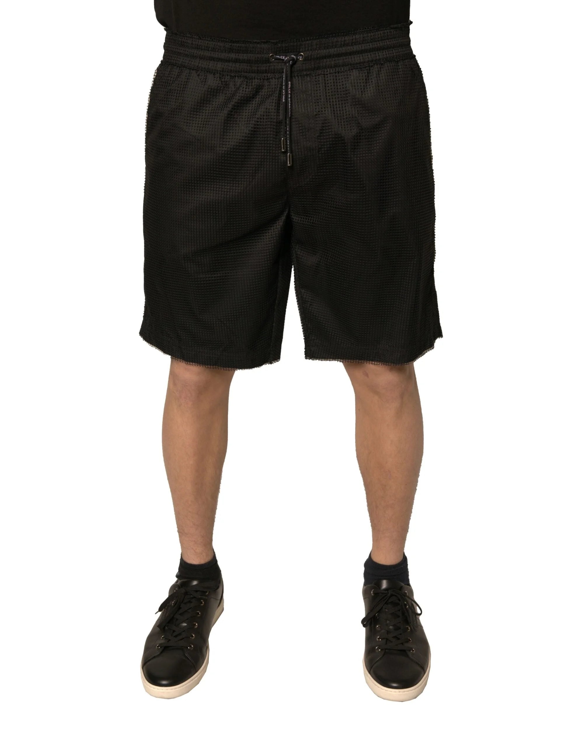 Dolce & Gabbana Black Polyester Jersey Mid Waist Shorts - IT48 | M - Jogger Shorts