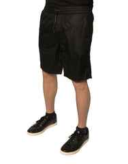 Dolce & Gabbana Black Polyester Jersey Mid Waist Shorts - IT48 | M - Jogger Shorts