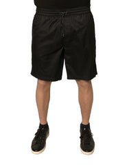 Dolce & Gabbana Black Polyester Jersey Mid Waist Shorts - IT48 | M - Jogger Shorts