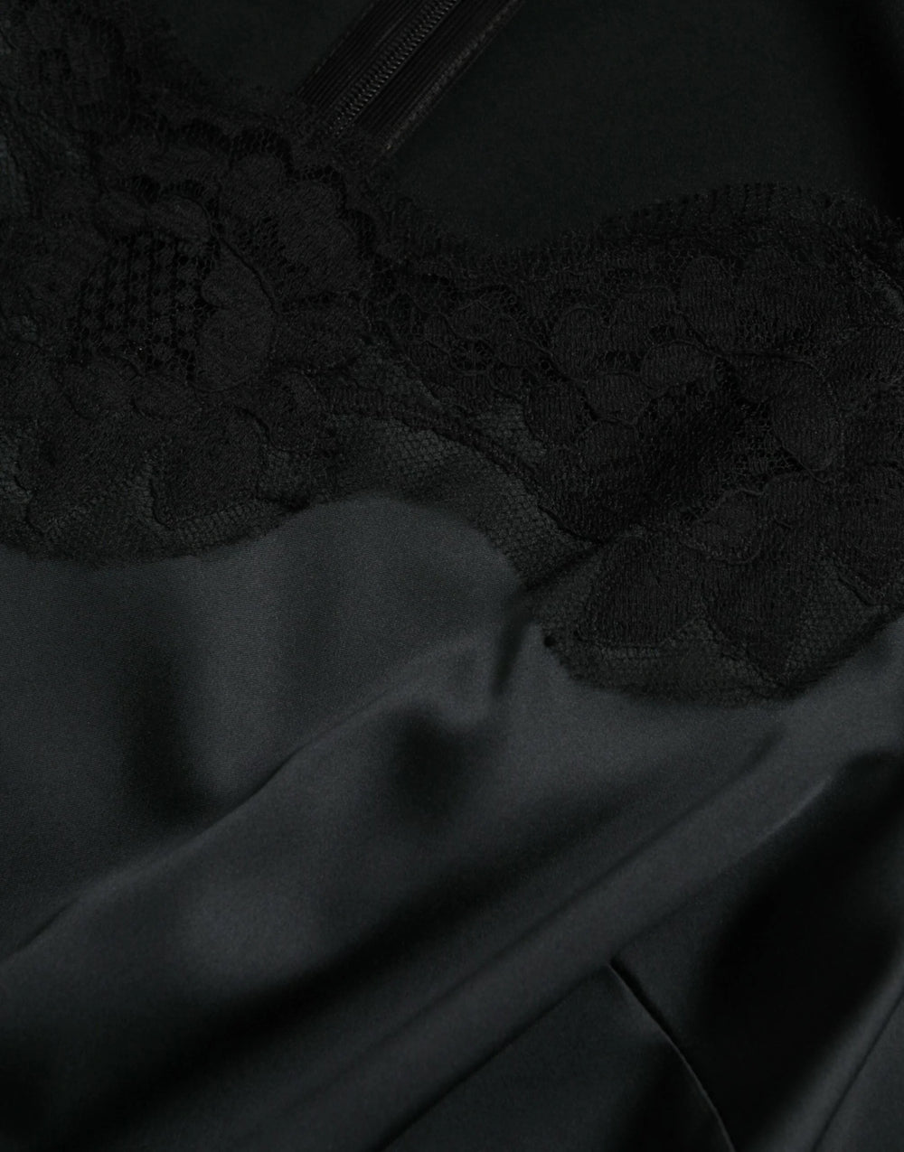 Dolce & Gabbana Black Polyester Lace Trim Sheath Midi Dress - Dresses