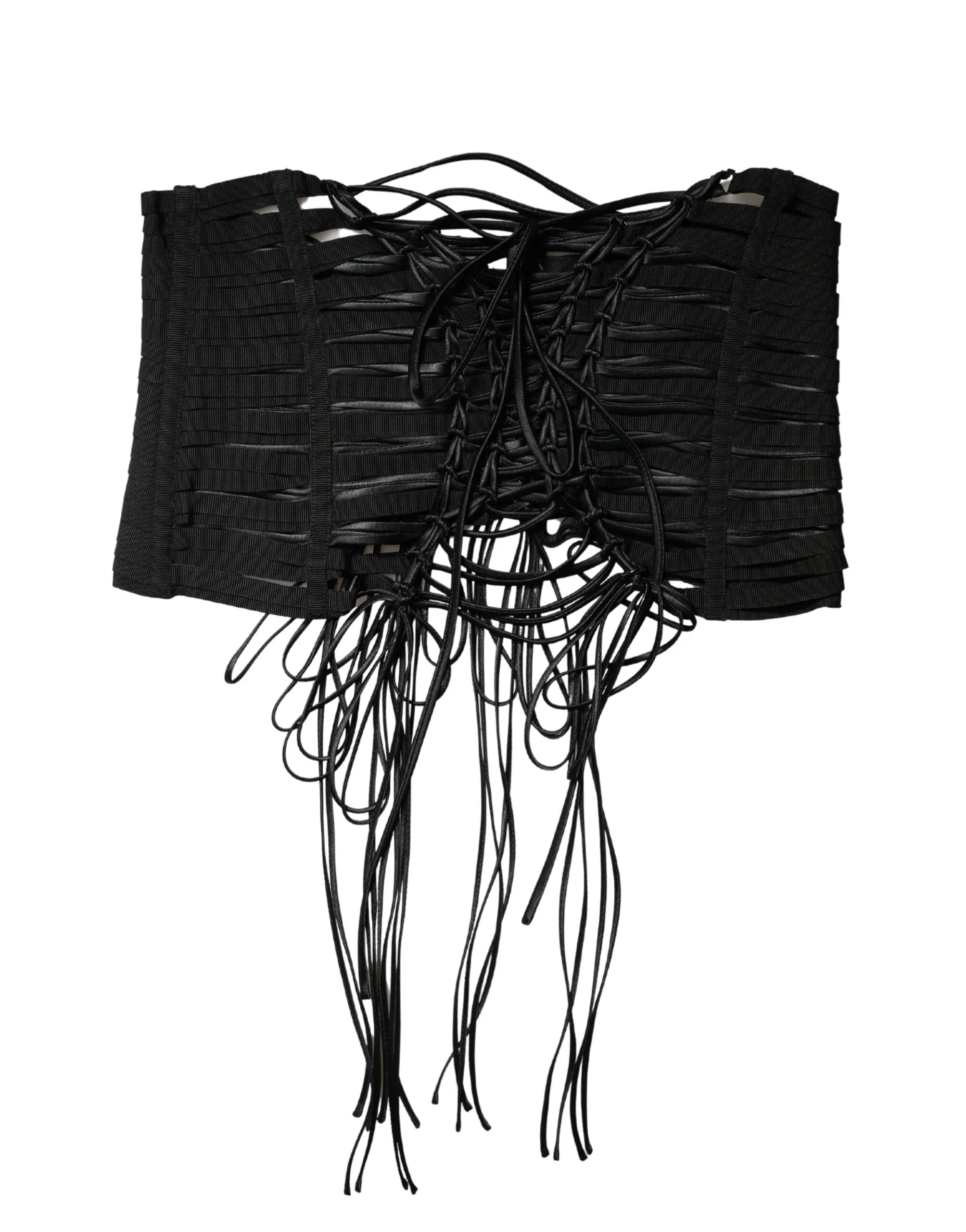 Dolce & Gabbana Black Polyester LaceUp Waist Cincher Corset Top - IT42|M