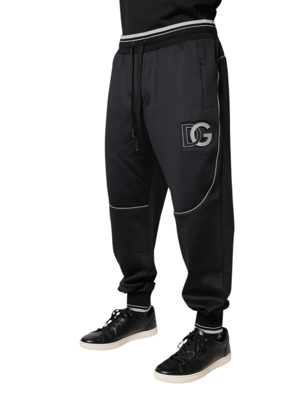 Dolce & Gabbana Black Polyester Logo Jogger Pants - IT52 | L - Joggers