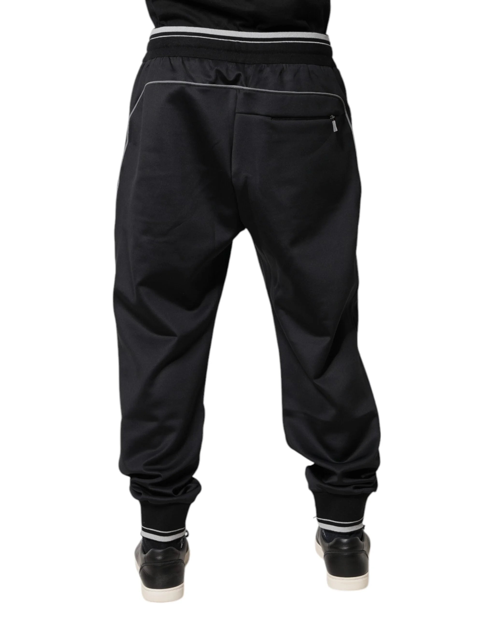 Dolce & Gabbana Black Polyester Logo Jogger Pants - IT52 | L - Joggers