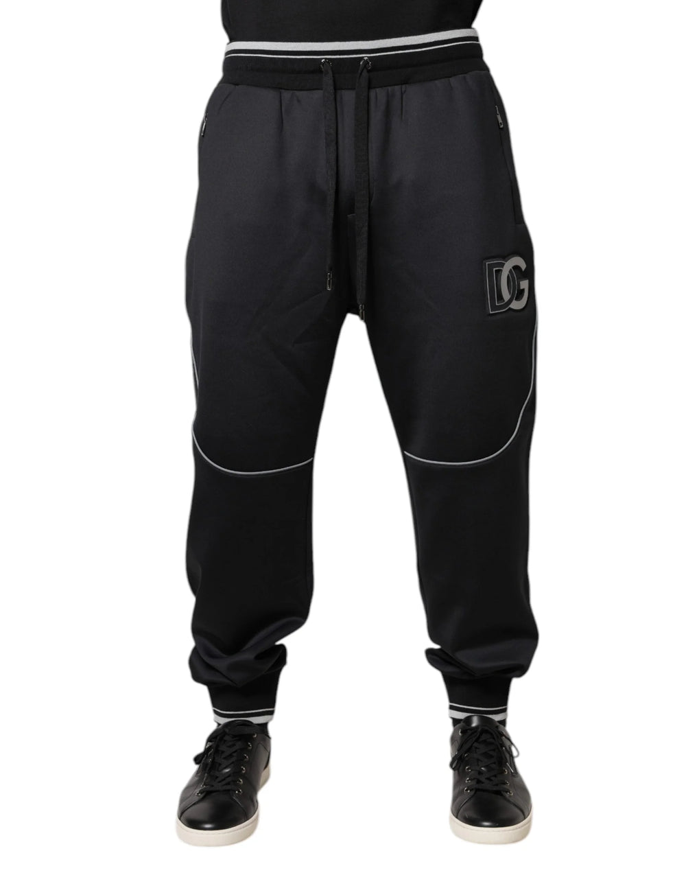Dolce & Gabbana Black Polyester Logo Jogger Pants - IT52 | L - Joggers