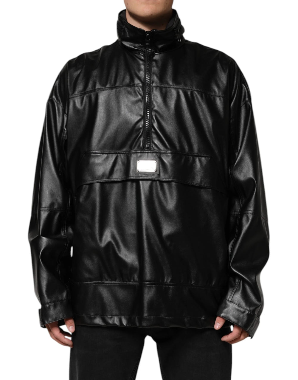 Dolce & Gabbana Black Polyester Logo Plaque Bomber Jacket - IT48 | M - Bomber Jackets